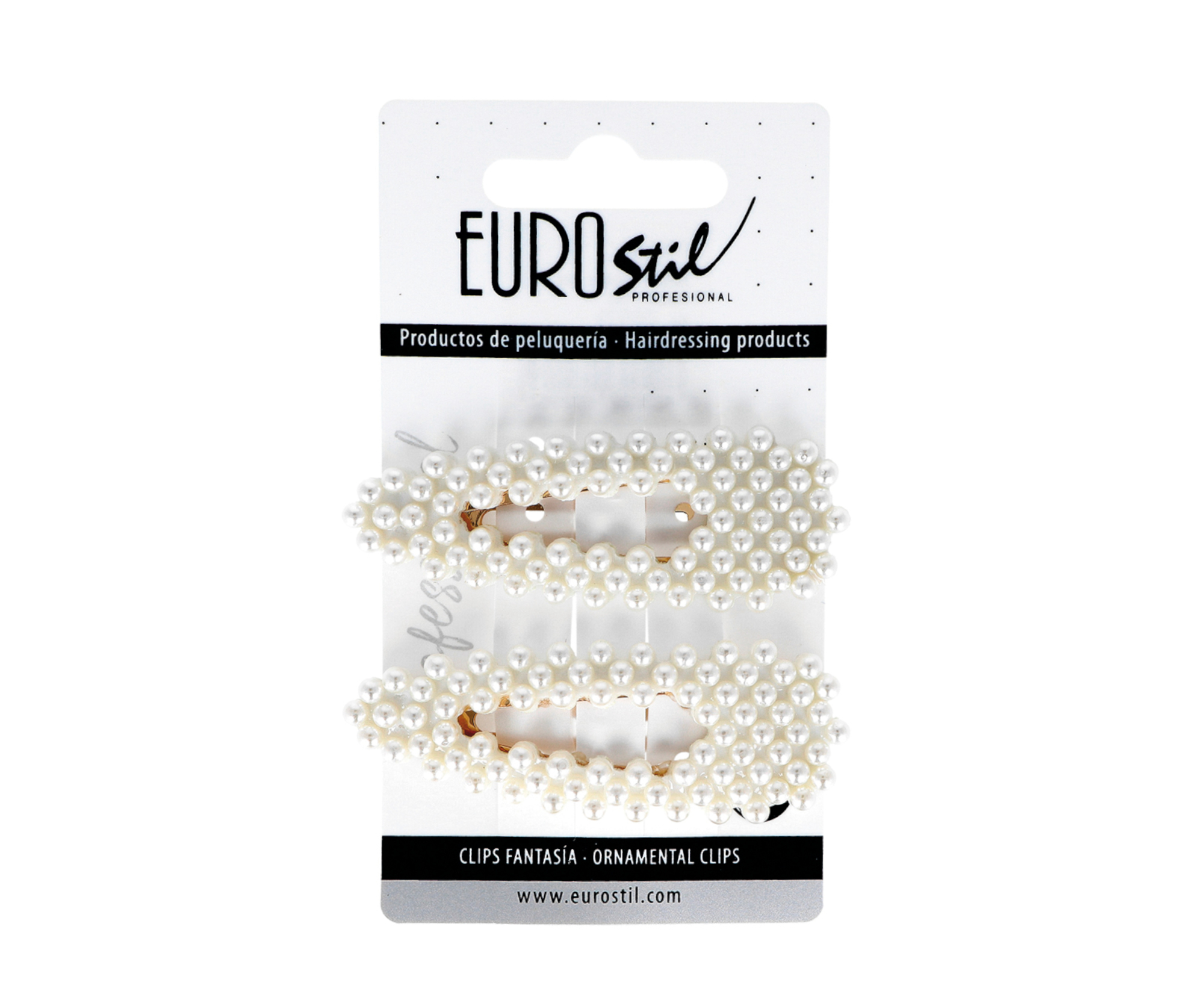 Ozdobné sponky pukačky s perličkami Eurostil Profesional - 7,5 cm, 2 ks (06935)