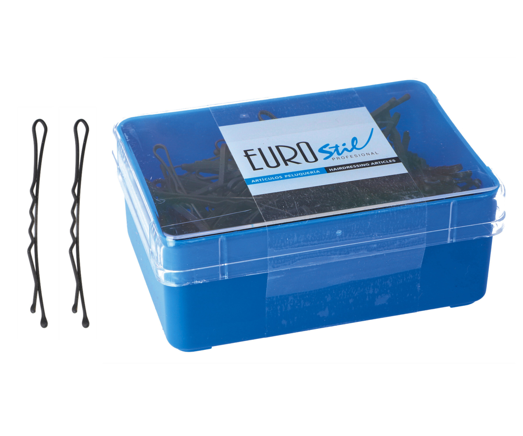 Vlnitá sponka Eurostil Professional - 6,5 cm, matná černá - 200 ks (07134/50) + dárek zdarma