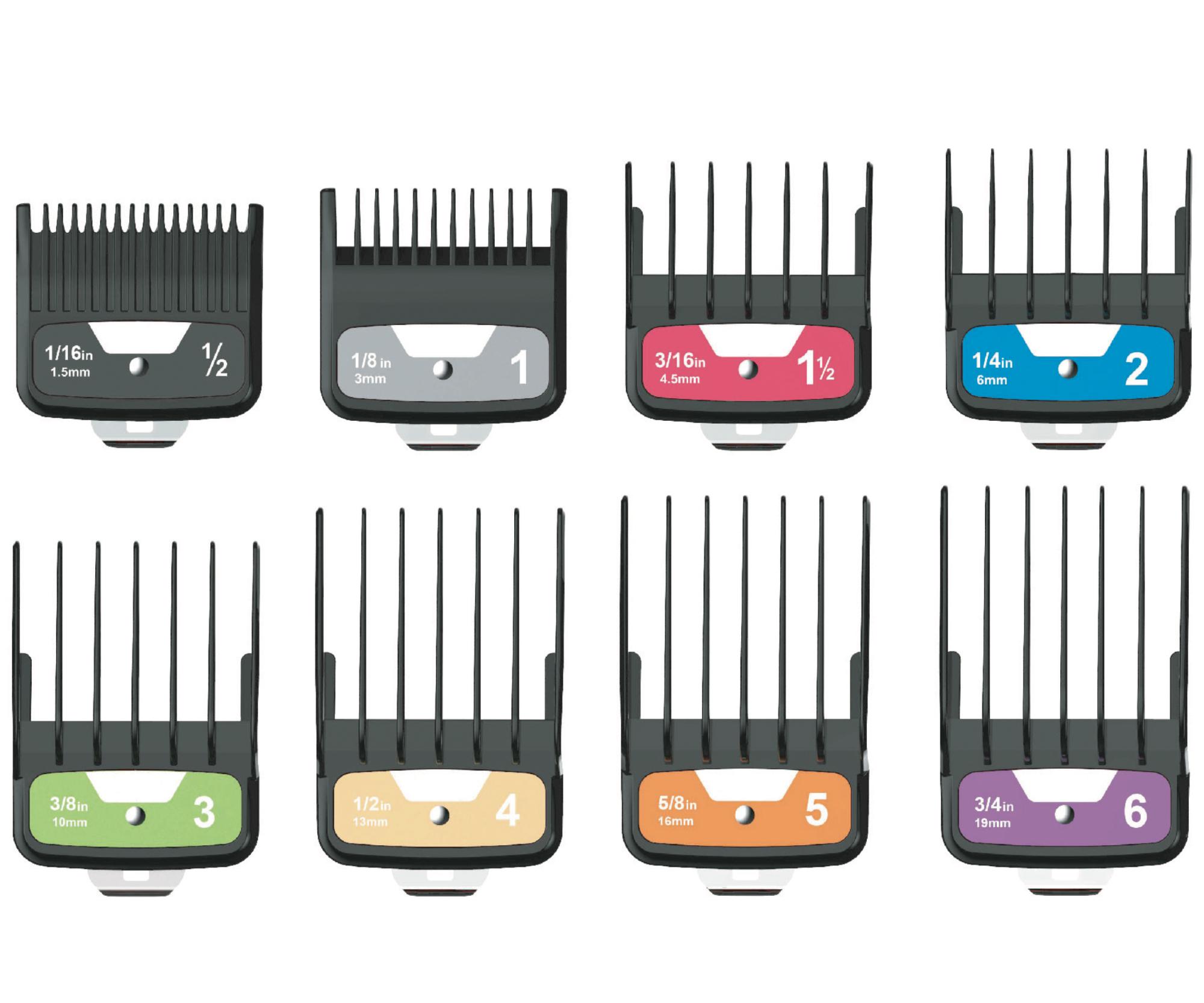 Sada náhradních nástavců s kovovou sponou pro střihací strojky Kiepe - 8 ks + dárek zdarma