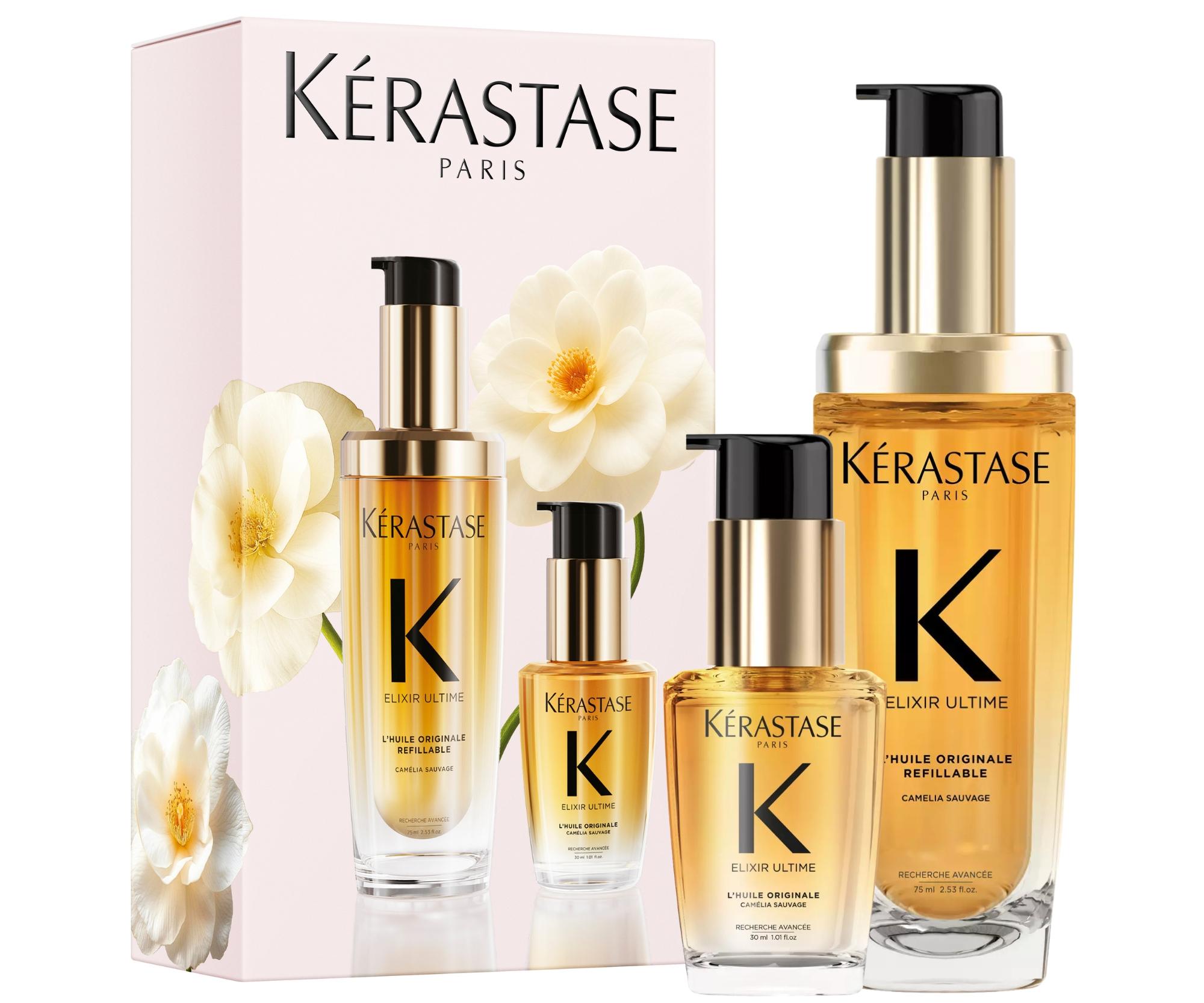 Dárková sada olejové péče pro všechny typy vlasů Kérastase Elixir Ultime L'Huile Originale Set + dárek zdarma