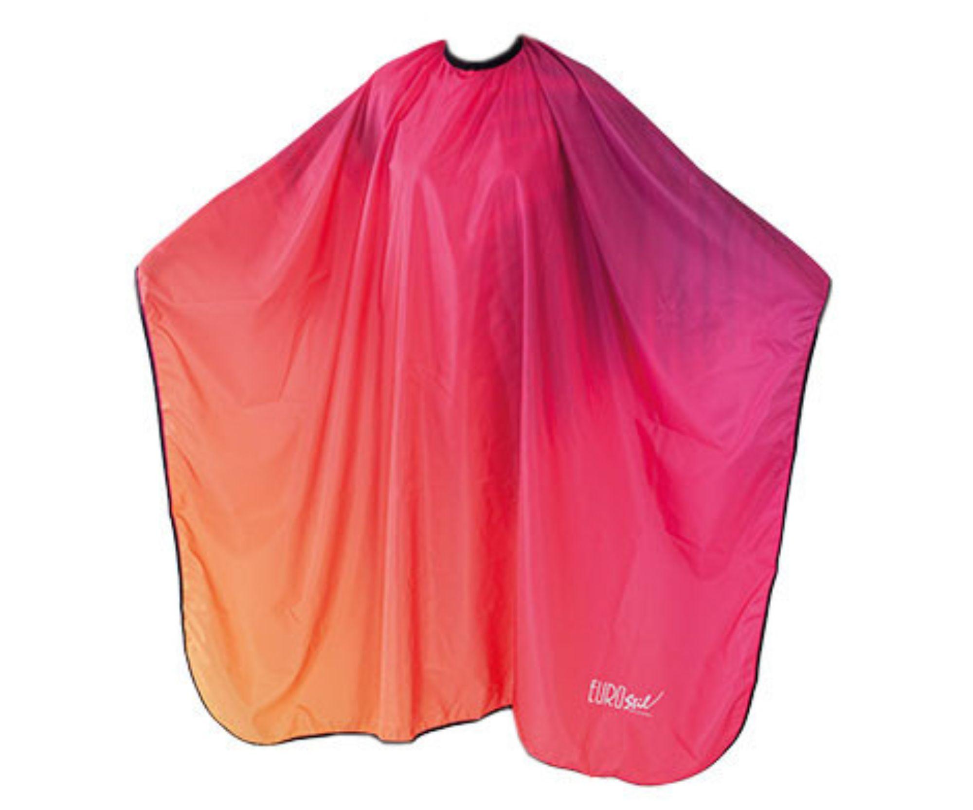 Kadeřnická pláštěnka na stříhání Eurostil Professional - oranžovo-růžová - kovový háček (07750) + dárek zdarma