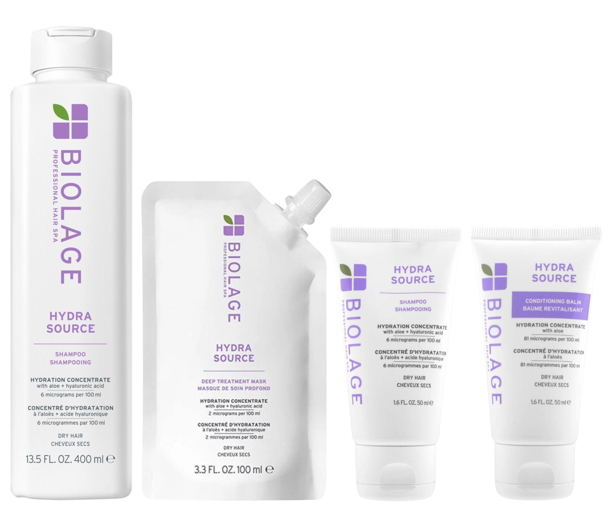 Sada hydratačního šamponu a hloubkové péče pro suché vlasy Biolage Hydra Source + šampon 50 ml a kondicionér 50 ml zdarma + dárek zdarma