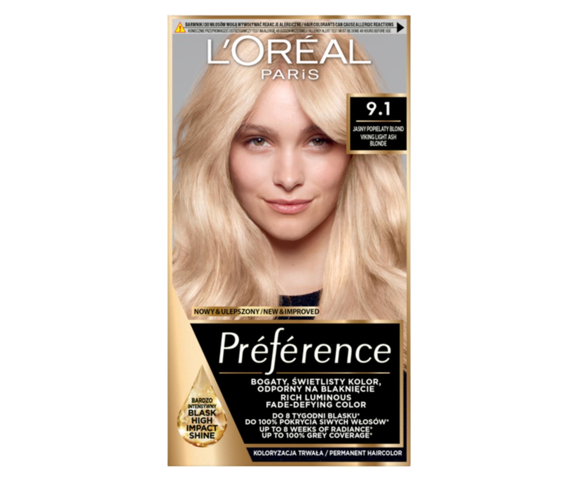 Permanentní barva Loréal Préférence 9.1 velmi světlá popelavá blond - L’Oréal Paris + dárek zdarma