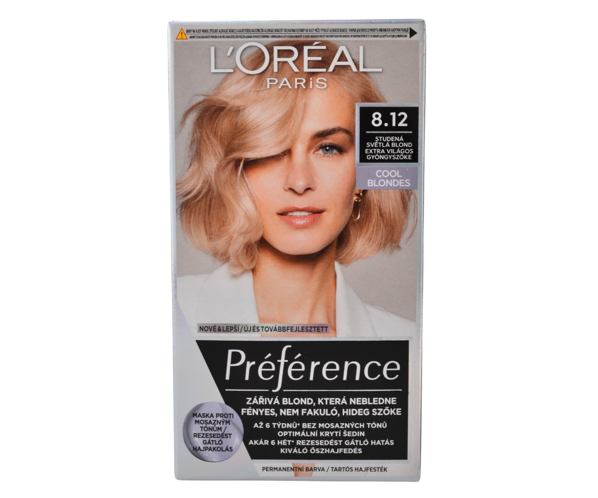 Permanentní barva Loréal Préférence 8.12 studená světlá blond - L’Oréal Paris + dárek zdarma