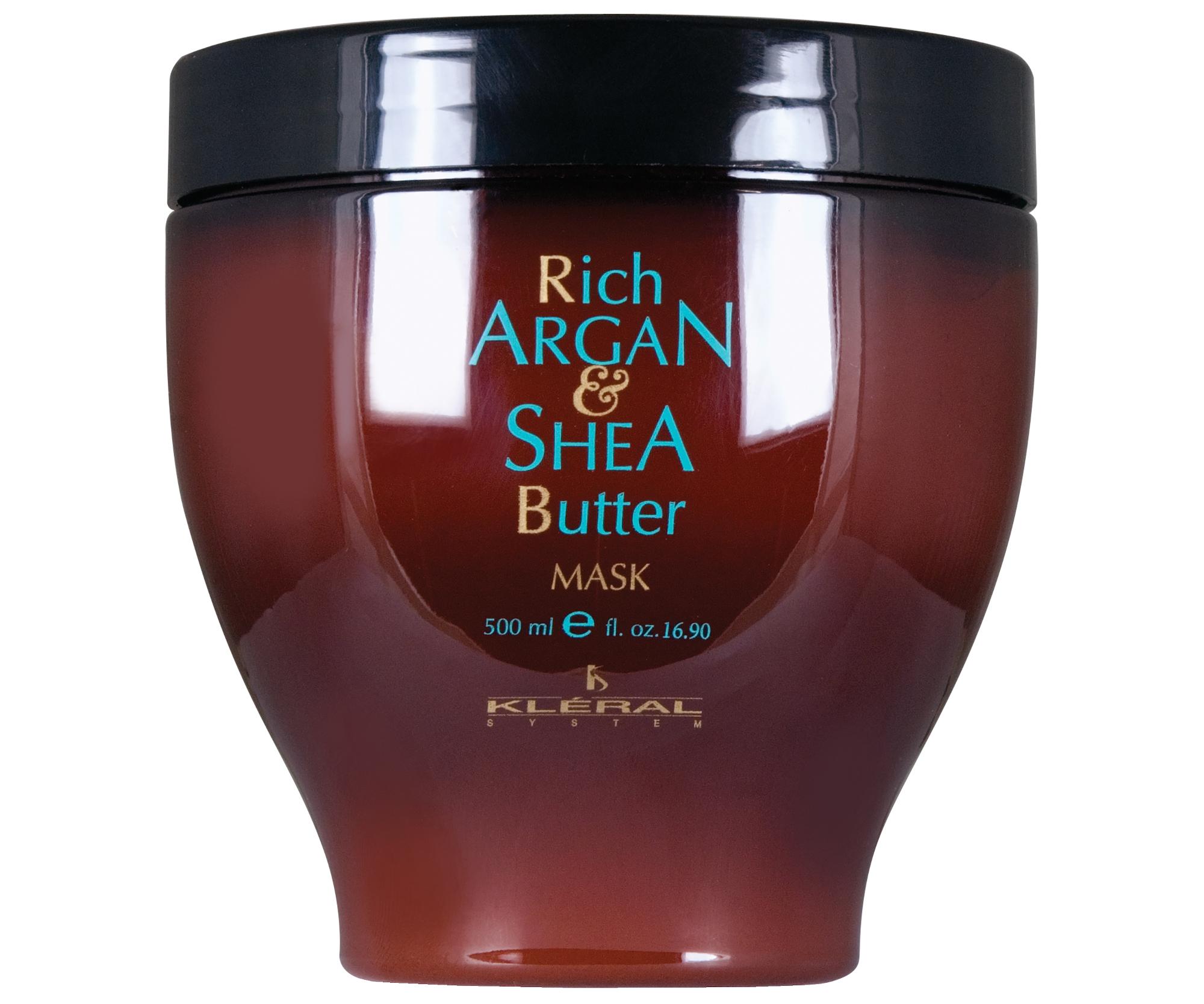 Hydratační maska pro suché vlasy Kléral Rich Argan  a  Shea Butter - 500 ml (116) + dárek zdarma