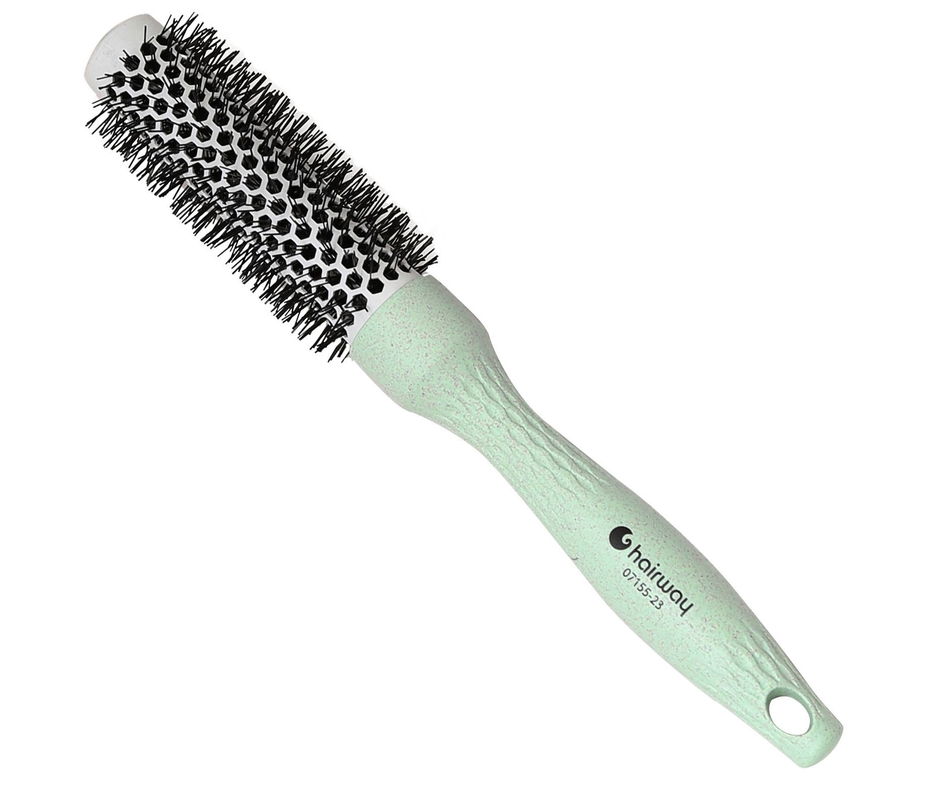 Kulatý kartáč z organického materiálu s nylonovými štětinami Hairway Organica - zelený, 25 mm (07155-23) + dárek zdarma