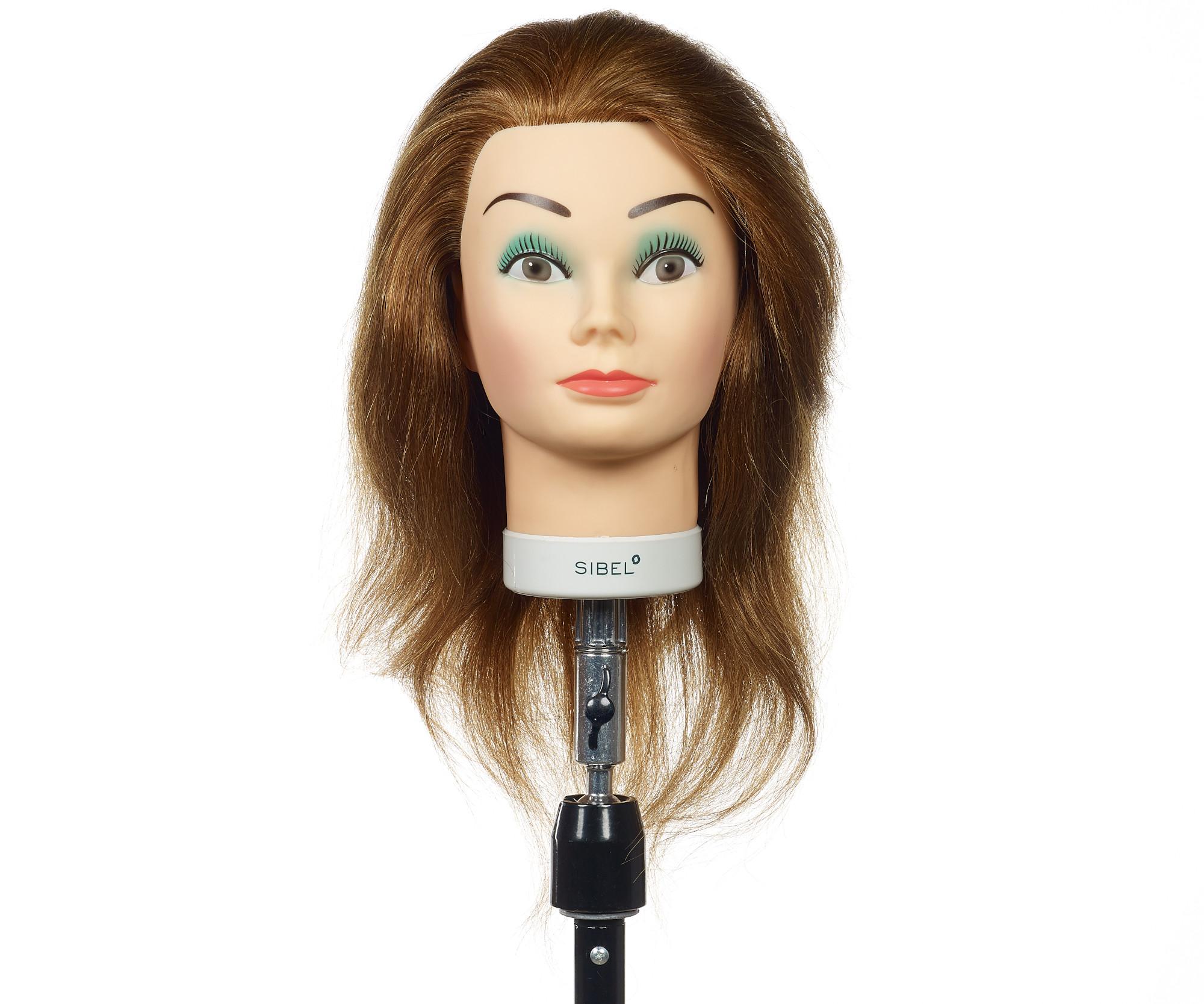 Cvičná hlava s přírodními vlasy Sibel Candy - blond, 15-35 cm (0030431) + dárek zdarma