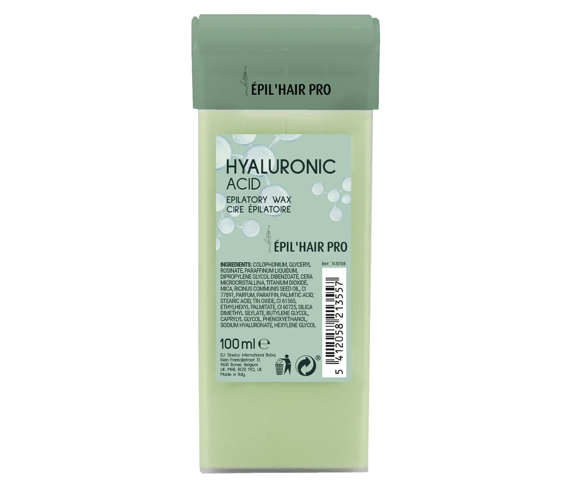 Depilační přírodní vosk s kyselinou hyaluronovou Sibel - zelený, 100 ml (7410138)
