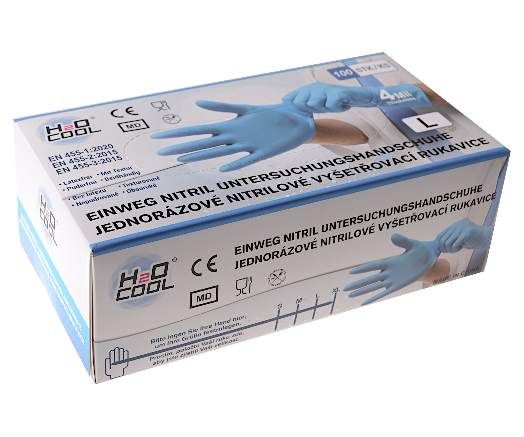 Jednorázové nitrilové rukavice H2O COOL 100 ks - L + DÁREK ZDARMA