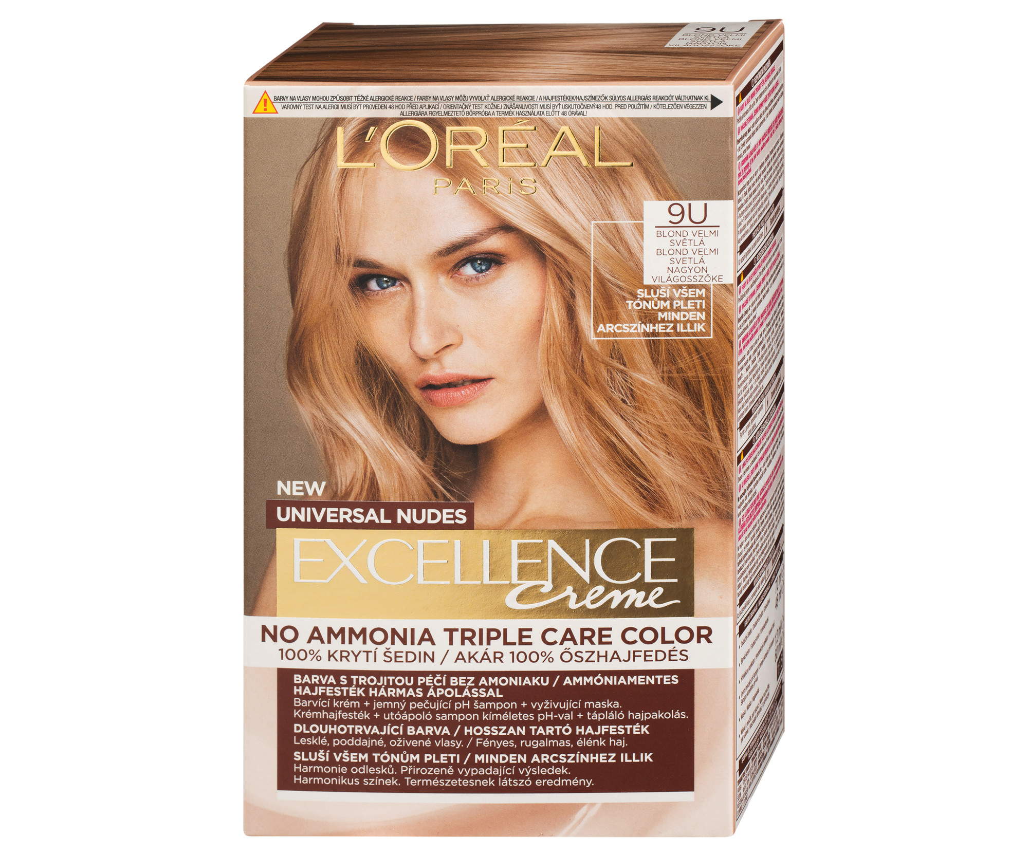 Permanentní barva Loréal Excellence Universal Nudes 9U blond velmi světlá - L’Oréal Paris + dárek zdarma