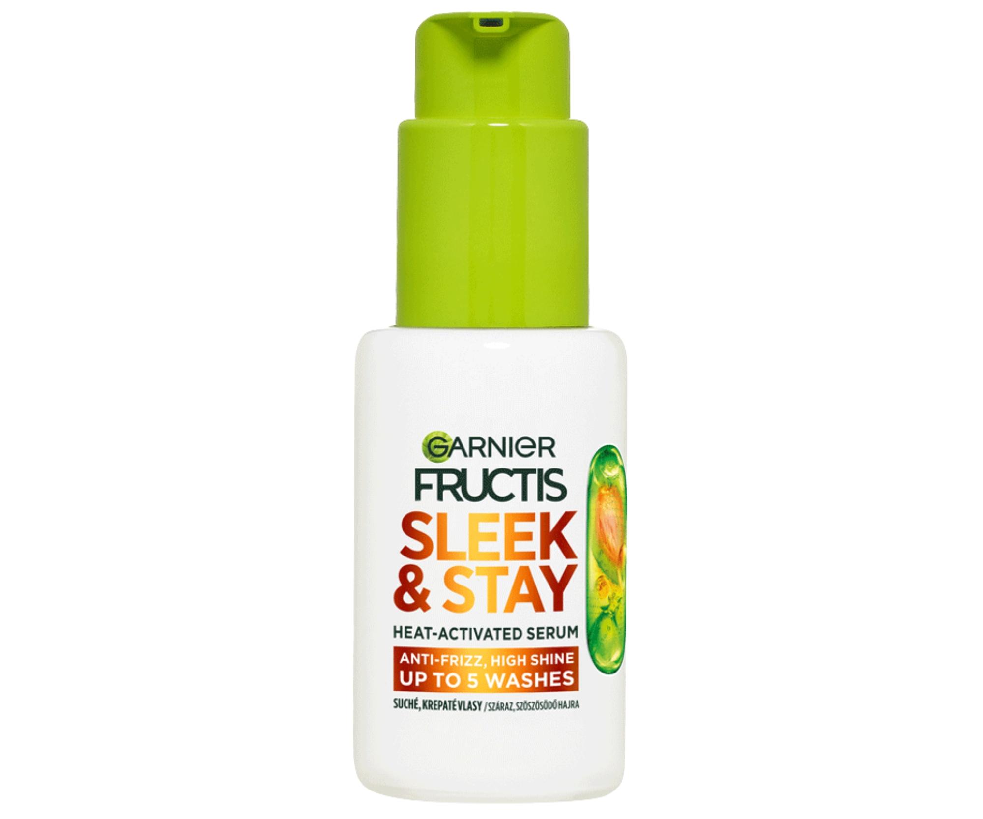 Bezoplachové sérum pro uhlazení a lesk suchých a krepatých vlasů Garnier Fructis Sleek  a  Stay Heat-Activated Serum - 50 ml + dárek zdarma