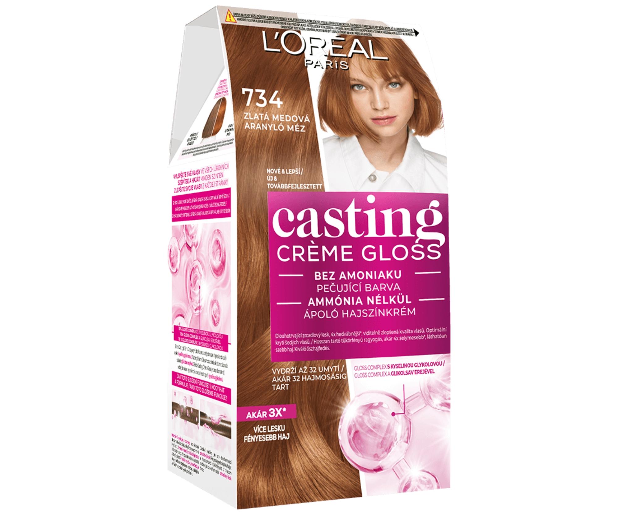 Barvící krém bez amoniaku Loréal Casting Créme Gloss - 734 zlatá medová - L’Oréal Paris + dárek zdarma