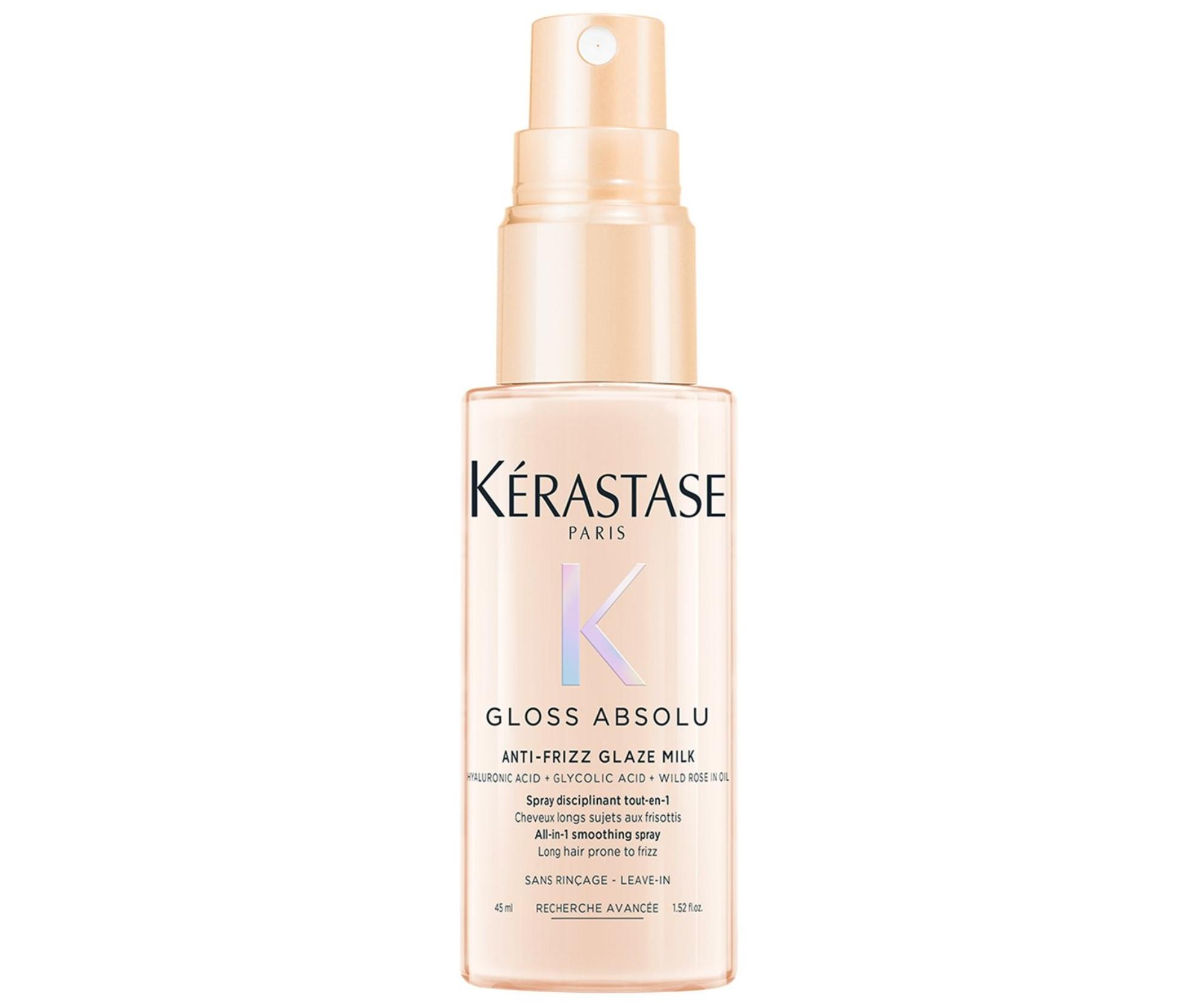 Uhlazující termoochranný sprej pro vlasy se sklonem ke krepatění Kérastase Gloss Absolu Anti-Frizz Glaze Milk - 45 ml + dárek zdarma
