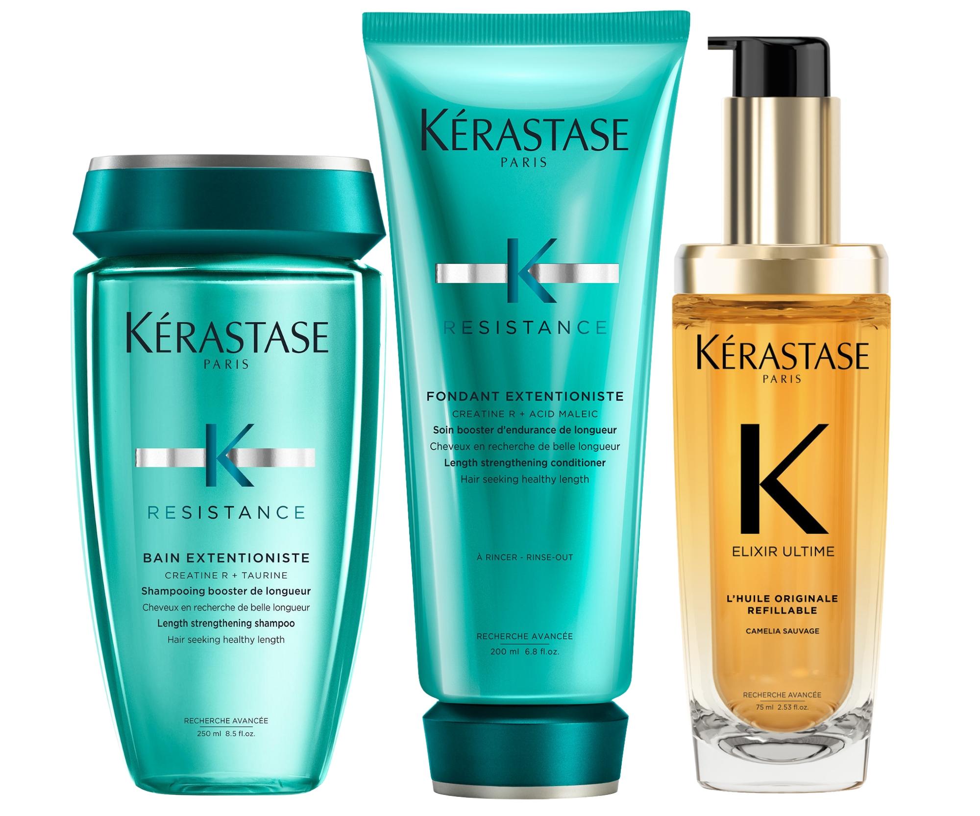 Sada pro podporu růstu vlasů Kérastase Resistance Extentionistes olejem Elixir Ultime L'Huile Originale Refillable + dárek zdarma