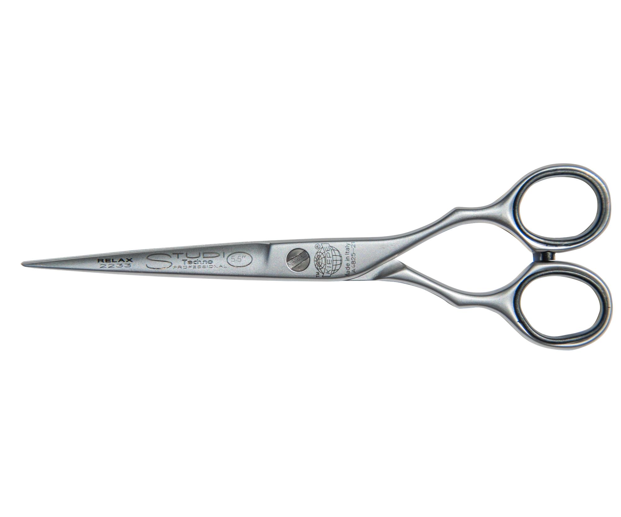 Kadeřnické nůžky s mikroozubením Kiepe Studio Techno Relax 2233 - 5,5" stříbrné (2233/5.5) + dárek zdarma