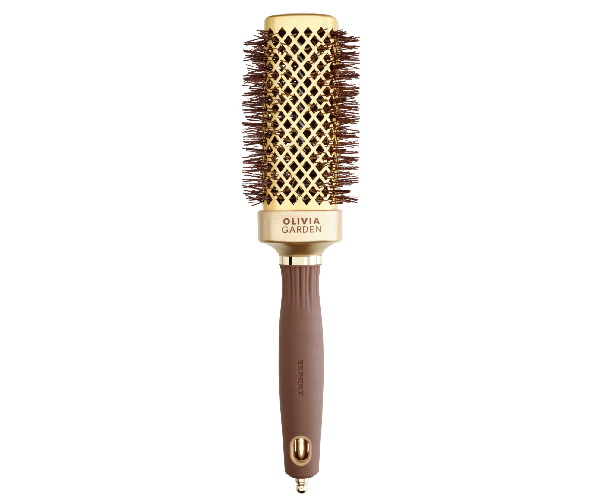 Čtverhranný foukací kartáč na vlasy Olivia Garden Expert Blowout Straight Gold  a  Brown - 40 mm (ID2059) + dárek zdarma