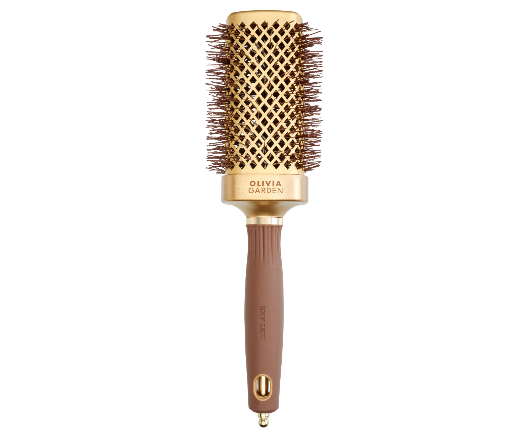 Čtverhranný foukací kartáč na vlasy Olivia Garden Expert Blowout Straight Gold  a  Brown - 50 mm (ID2060) + dárek zdarma