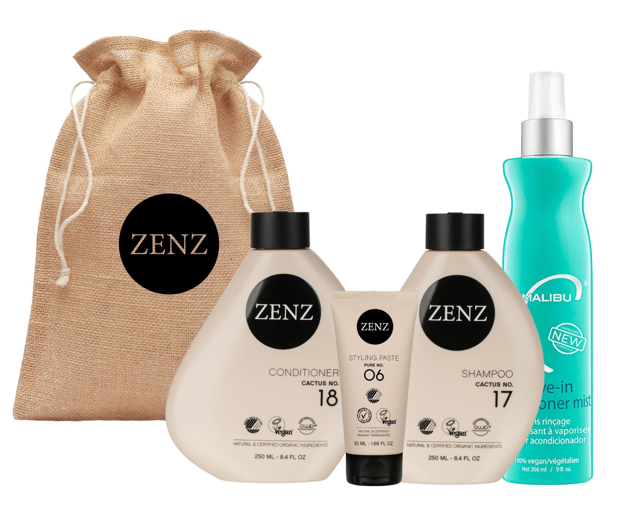 Dárková sada pro hydrataci a změkčení suchých a kudrnatých vlasů Zenz Cactus + kondicionér Malibu C zdarma + dárek zdarma