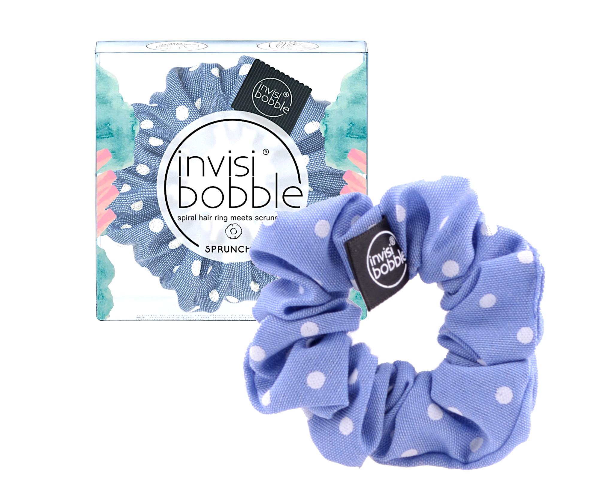 Ozdobná spirálová gumička Invisibobble Sprunchie Dot's It - modrá