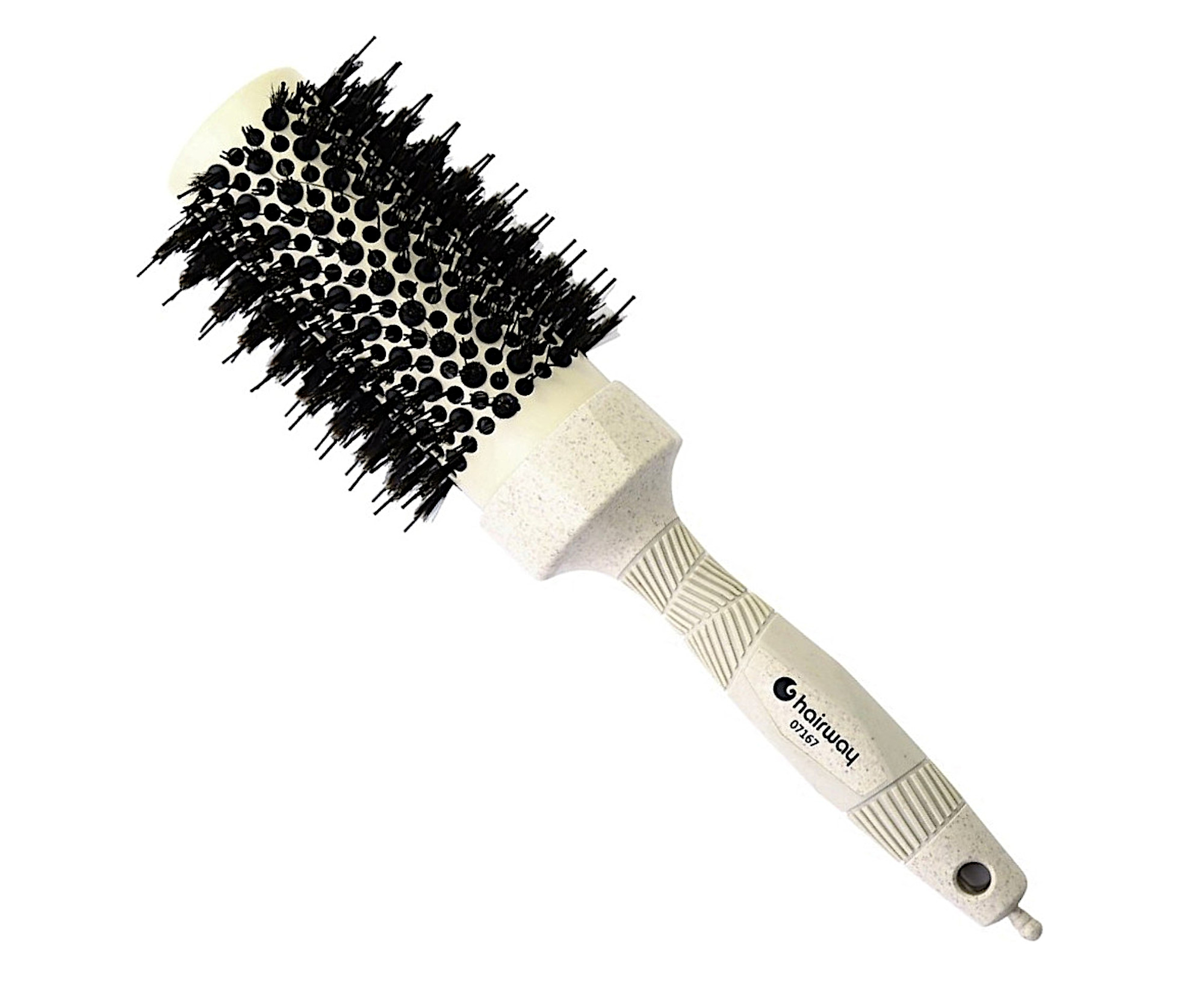 Kulatý foukací kartáč z organického materiálu se třemi typy štětin Hairway Organica - krémový, 44 mm (07167) + dárek zdarma