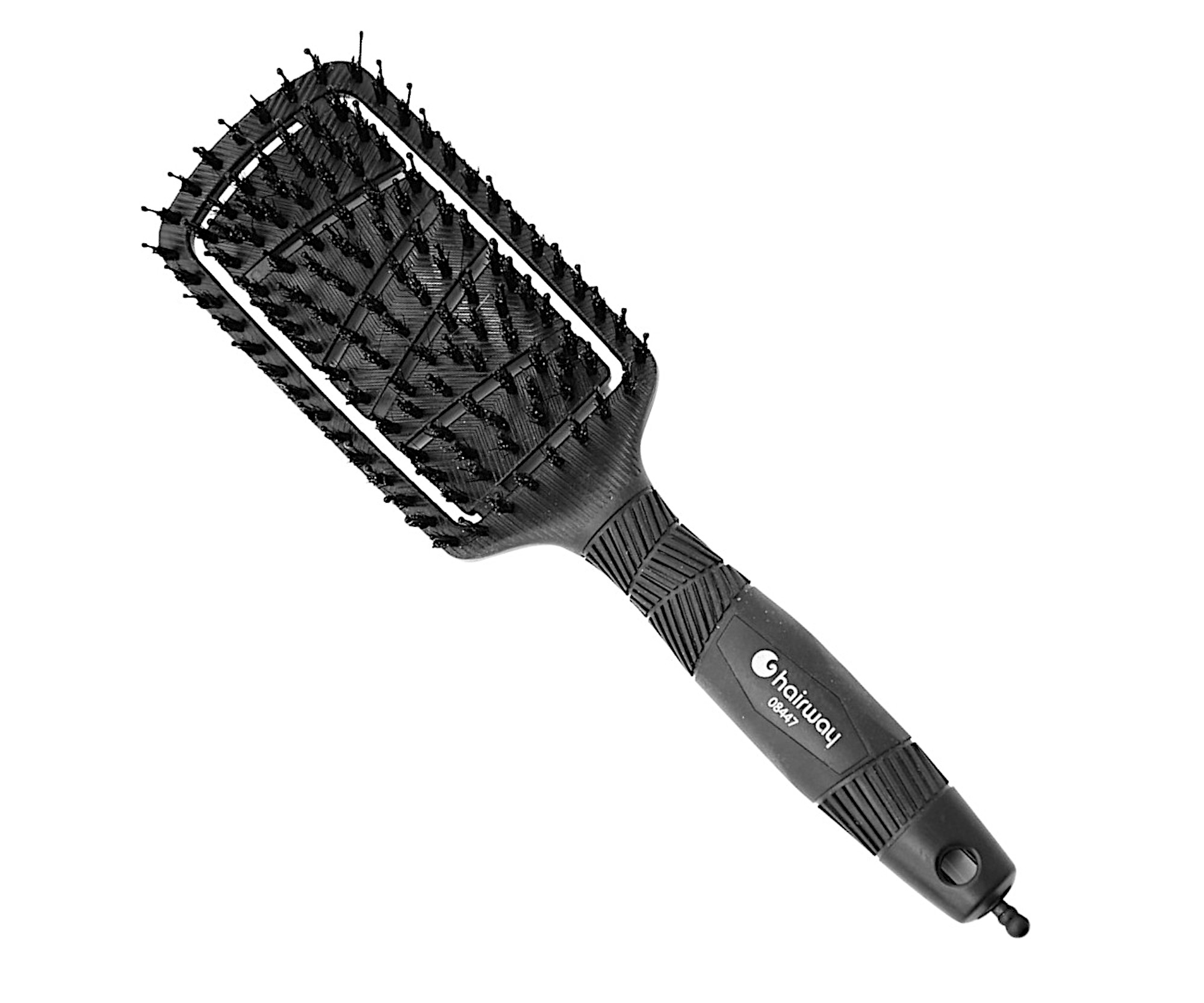 Kartáč na vlasy z organického materiálu s kančími a polyamidovými štětinami Hairway Organica - černý (08447) + dárek zdarma