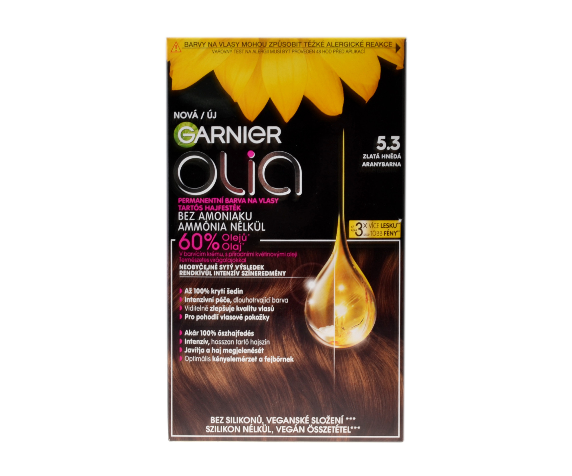 Permanentní olejová barva Garnier Olia - 5.3 zlatá hnědá + dárek zdarma