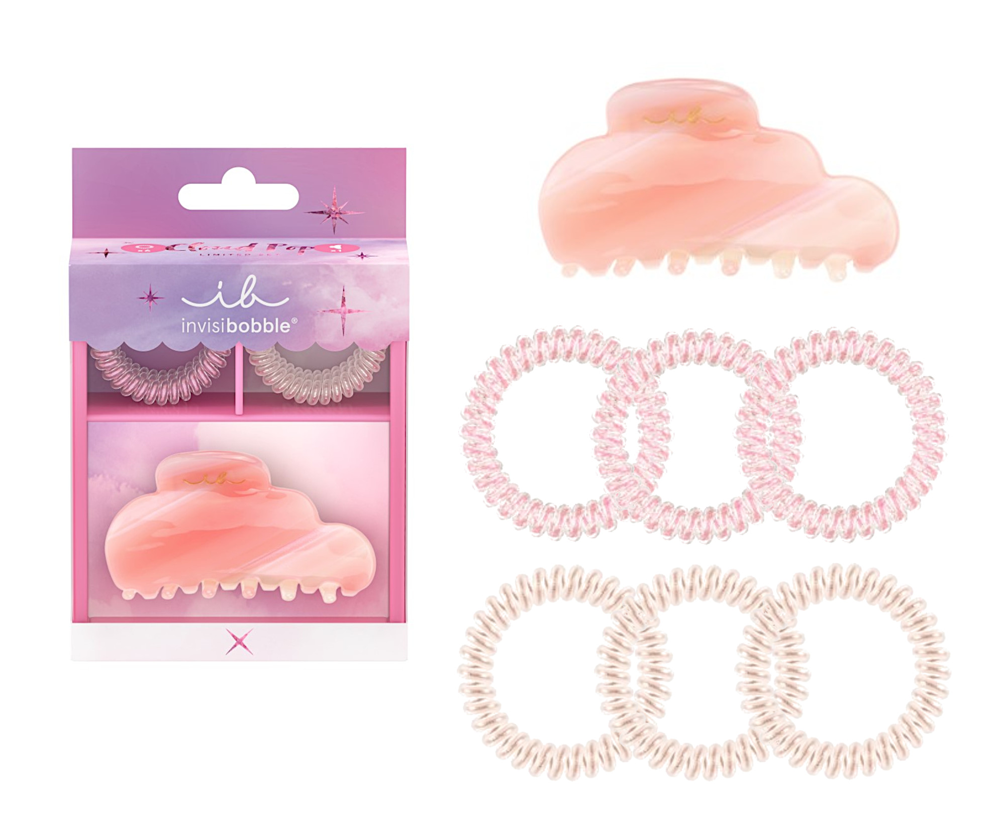 Sada skřipce do vlasů a spirálových gumiček Invisibobble Cloud Pop + dárek zdarma