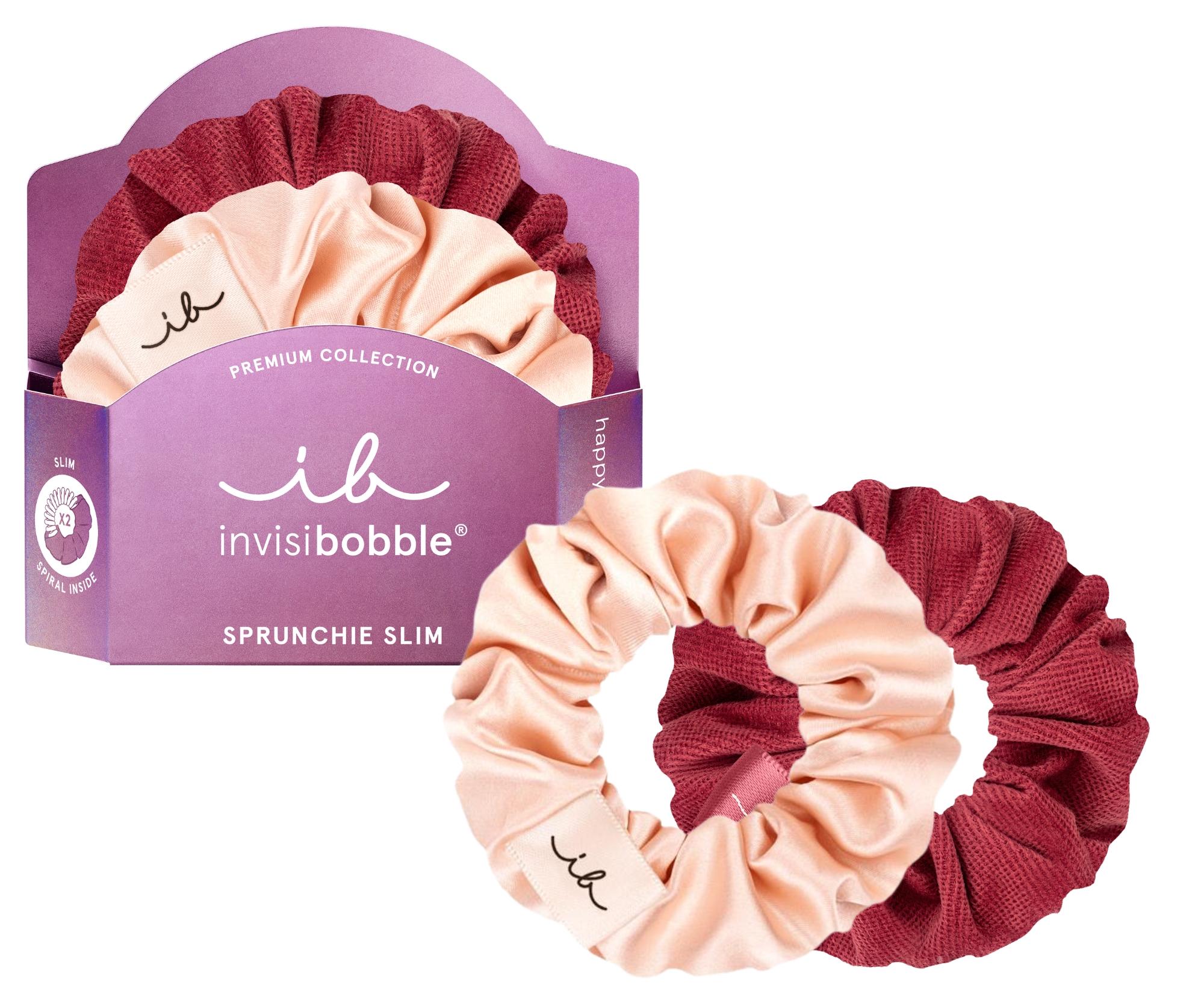 Ozdobné spirálové gumičky Invisibobble Sprunchie Slim Premium You Make Me Blush - 2 ks + dárek zdarma