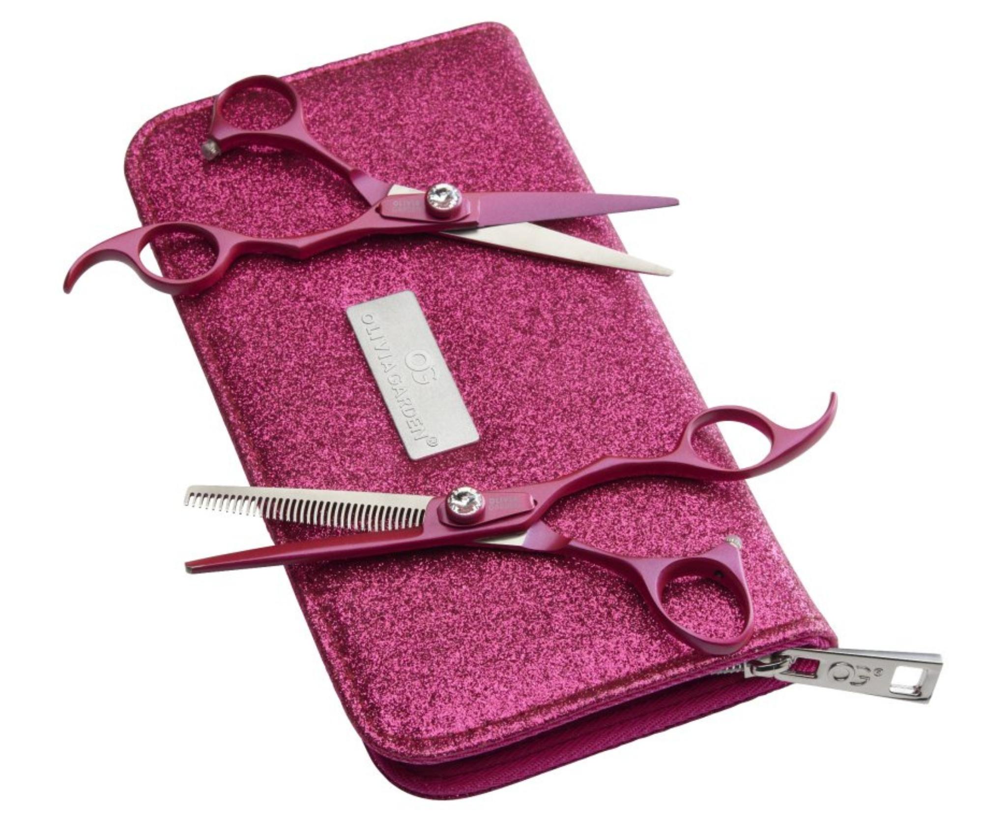 Sada kadeřnických nůžek 5,75" a efilačních nůžek 6,35" Olivia Garden SilkCut ThinkPink Edition 2024 + dárek zdarma