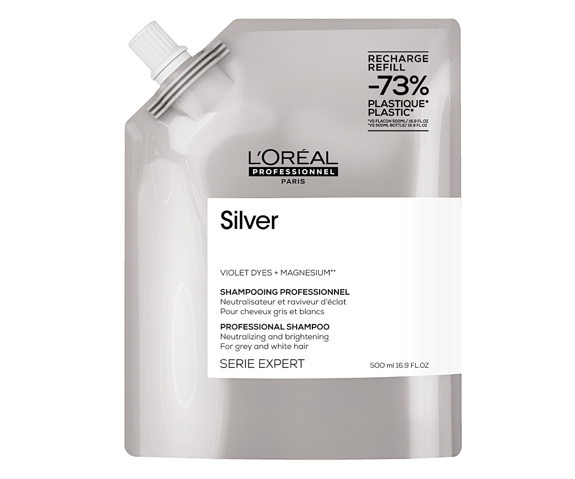 Neutralizační šampon na šedivé a bílé vlasy Loréal Professionnel Serie Expert Silver - 500 ml, náhradní náplň - L’Oréal Professionnel + dárek zdarma