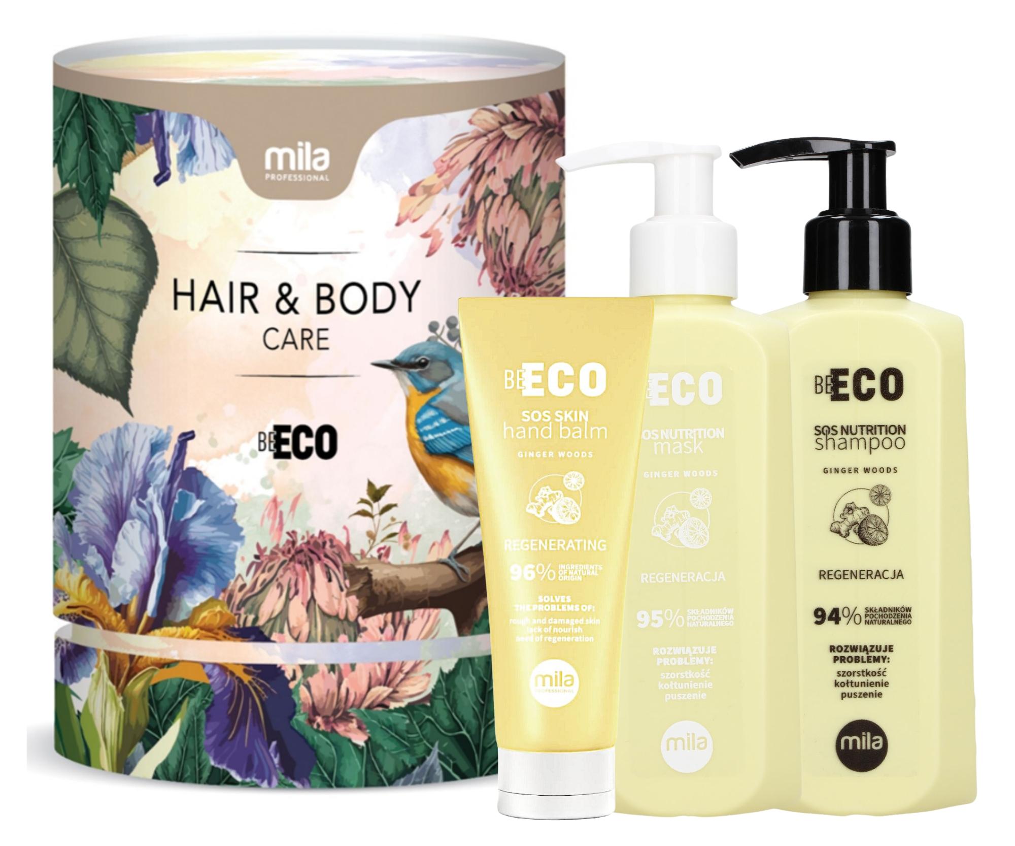 Dárková sada pro kompletní péči o tělo a vlasy Mila Professional Be Eco Hair a Body Care SOS + dárek zdarma