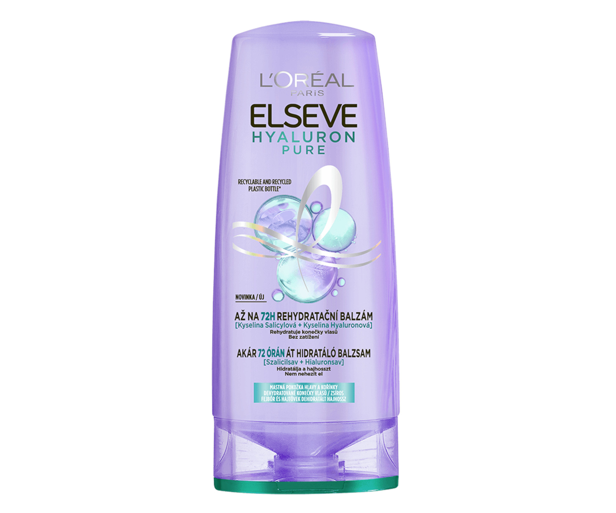 Rehydratační balzám pro mastnou vlasovou pokožku a suché konečky Loréal Elseve Hyaluron Pure - 200 ml - L’Oréal Paris + dárek zdarma