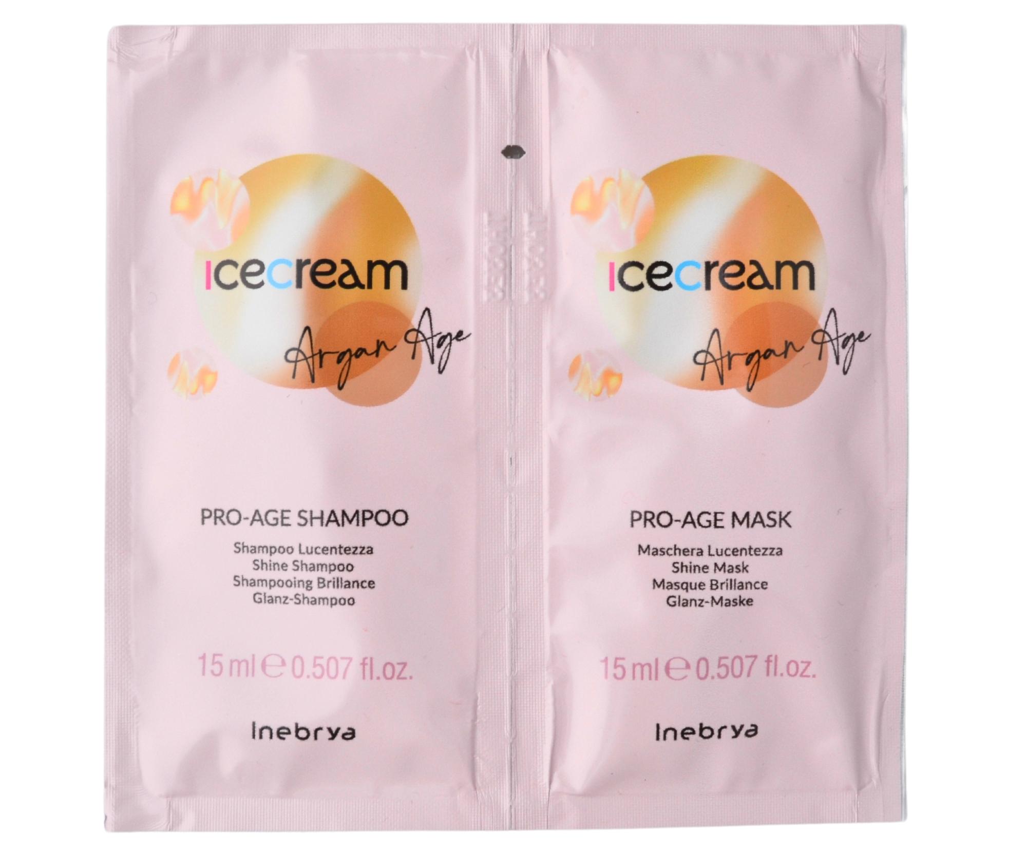 Šampon a maska pro zářivý lesk vlasů Inebrya Ice Cream Argan Age - 2x15 ml