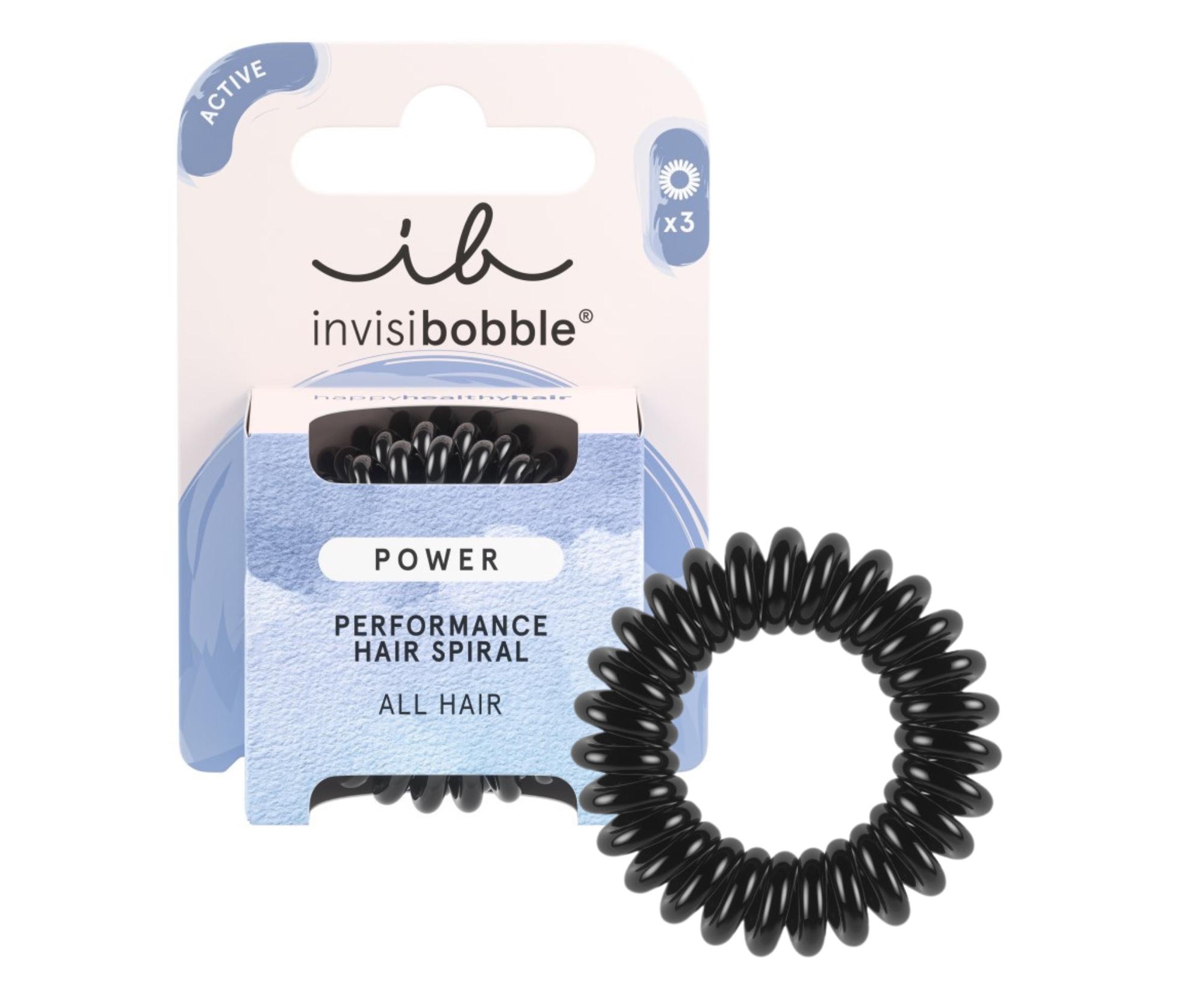 Spirálová gumička do vlasů Invisibobble Power True Black - černá, 3 ks + dárek zdarma