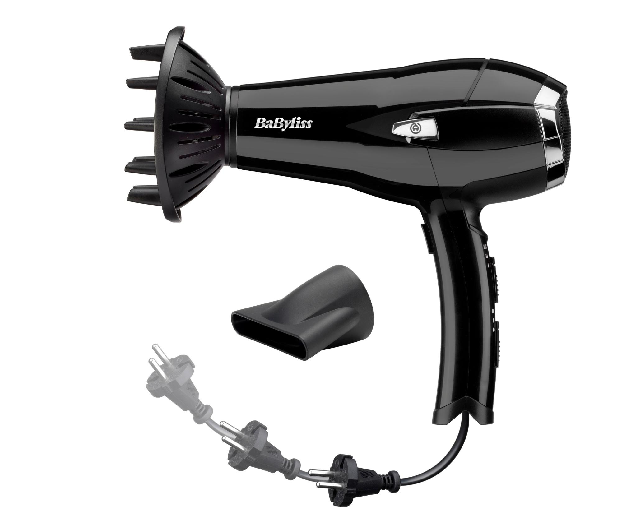 Fén na vlasy s navíjecím kabelem Babyliss Cordkeeper D374DE - 2000 W, černý + dárek zdarma