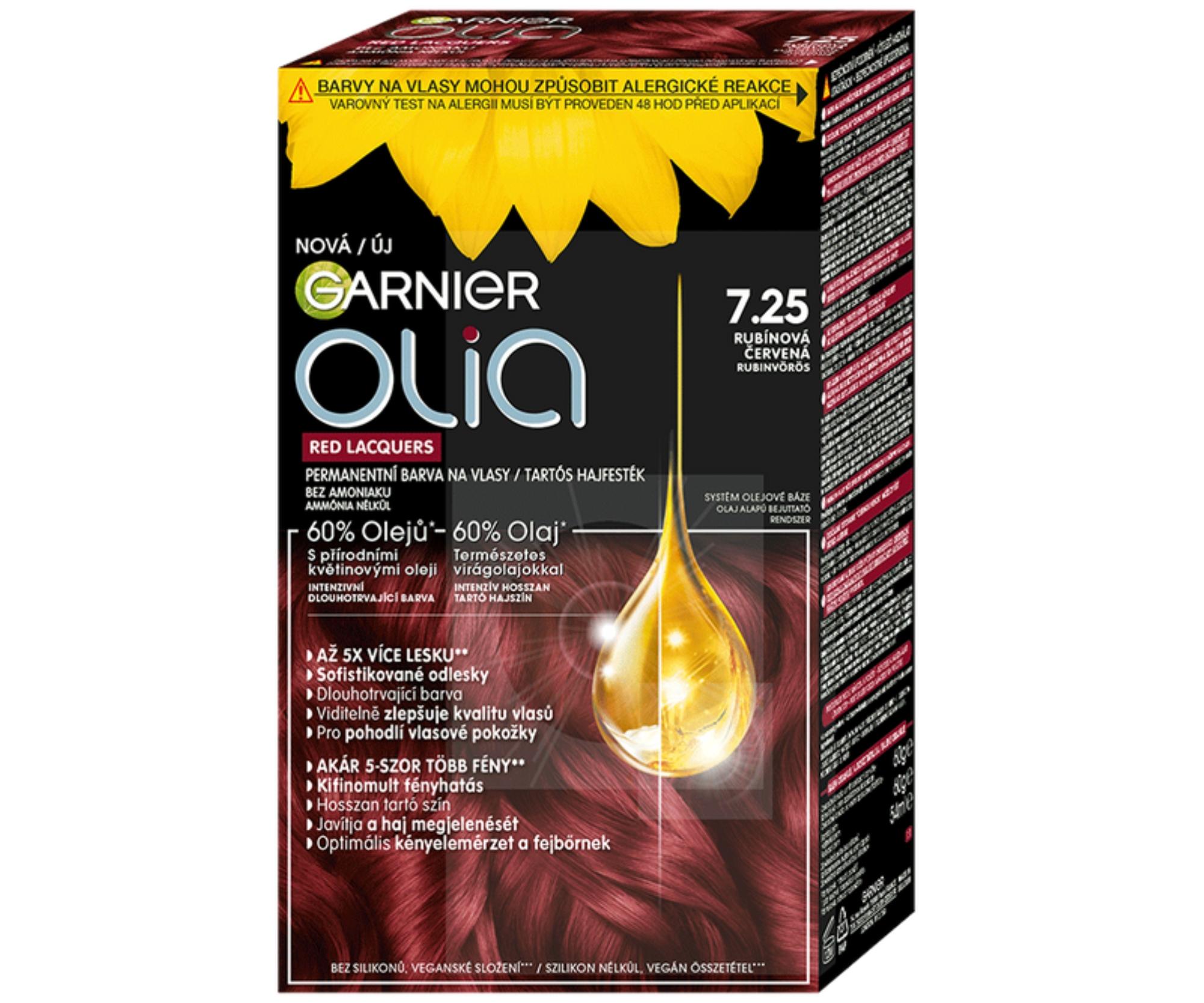 Permanentní olejová barva Garnier Olia 7.25 rubínově červená + dárek zdarma