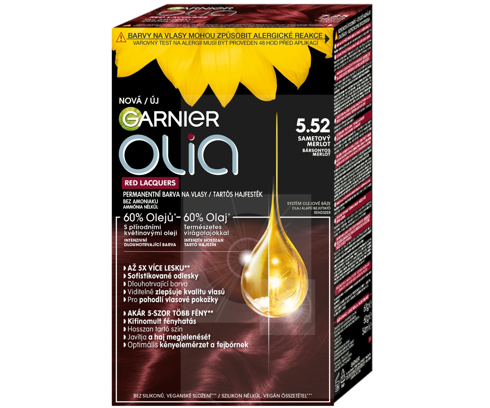 Permanentní olejová barva Garnier Olia 5.52 sametově červená + dárek zdarma
