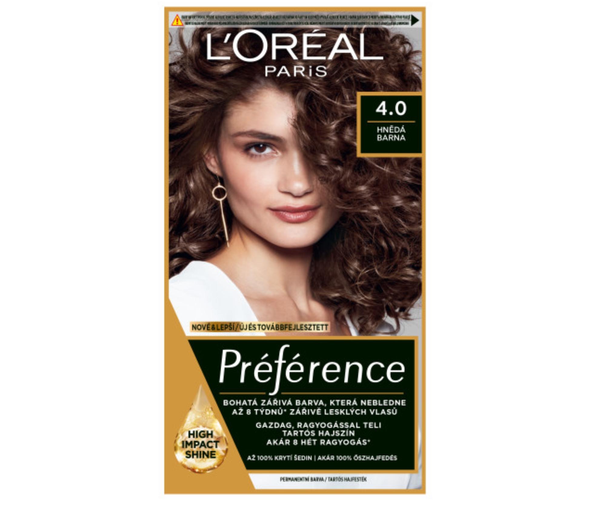 Permanentní barva Loréal Préférence 4.0 hnědá - L’Oréal Paris + dárek zdarma