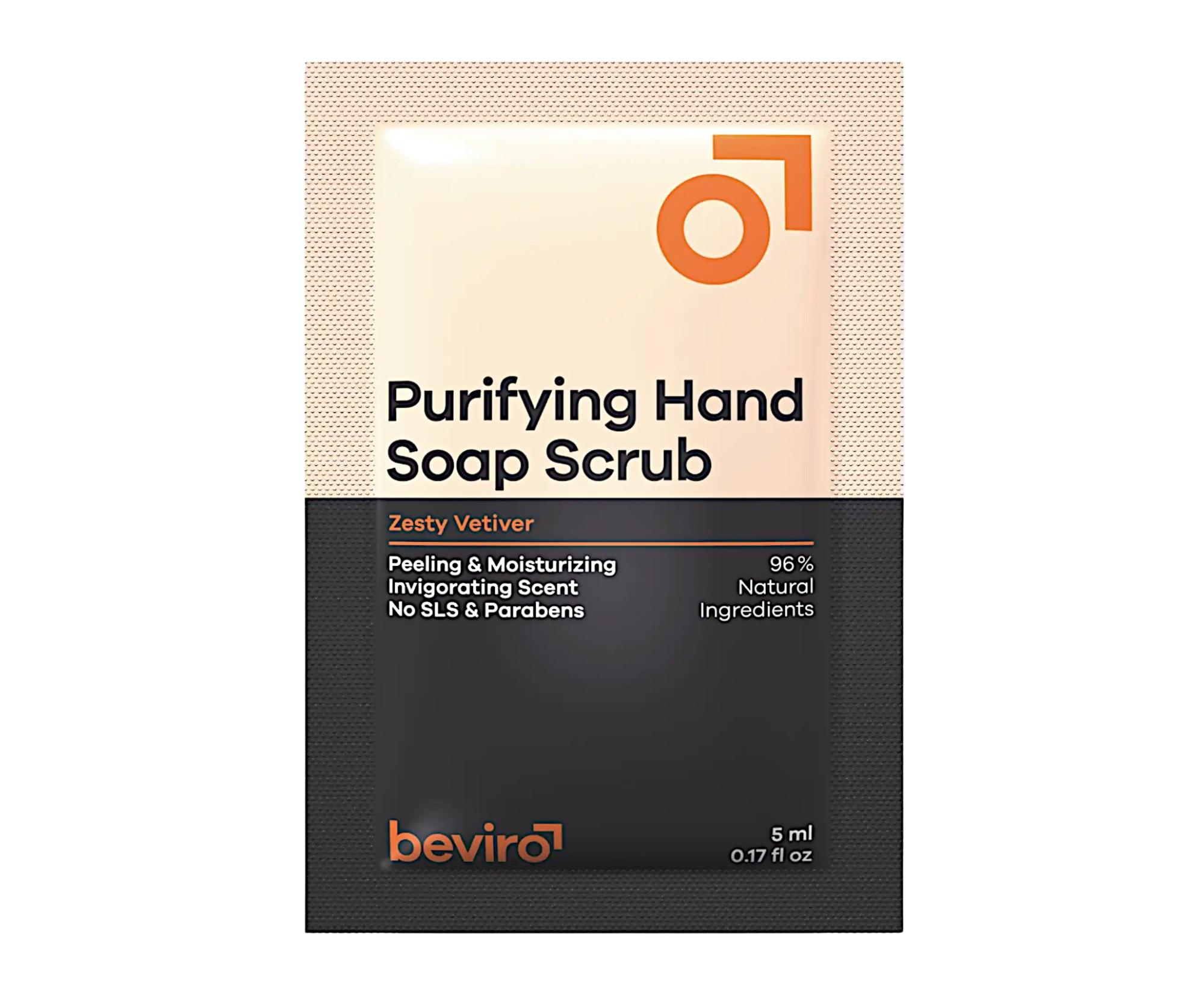 Tekuté mýdlo na ruce s peelingem pro muže Beviro Purifying Hand Soap Scrub Zesty Vetiver - 5 ml