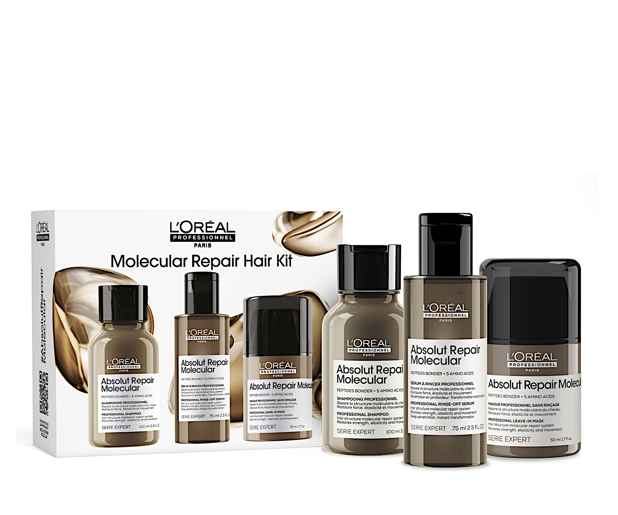 Cestovní sada pro poškozené vlasy Loréal Professionnel Serie Expert Absolut Repair Molecular Mini Trio Kit - L’Oréal Professionnel + dárek zdarma