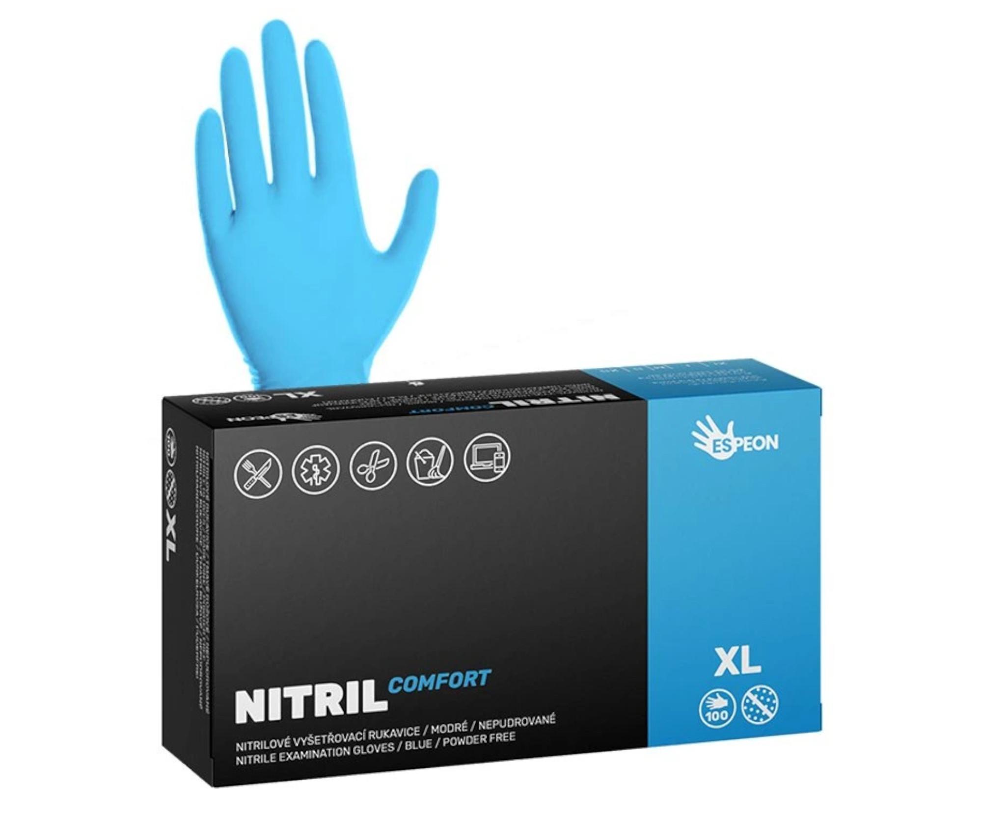Nitrilové rukavice Espeon Nitril Comfort - 100 ks, modré, velikost XL (100011) + dárek zdarma