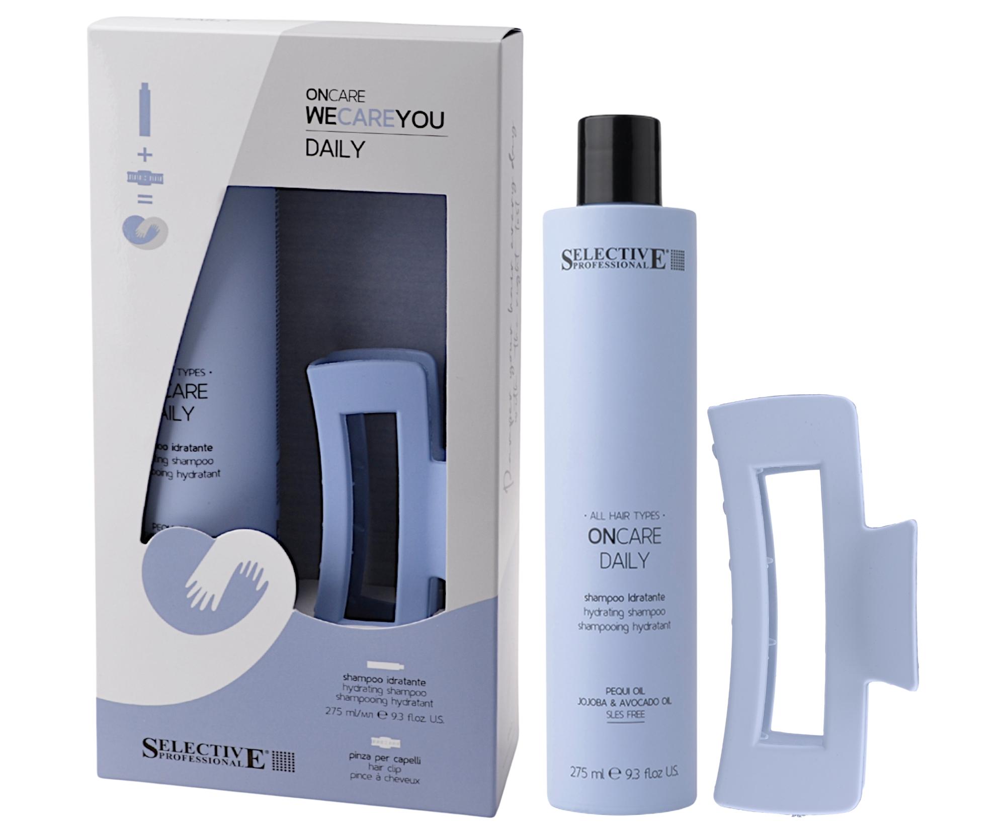Dárková sada pro suché vlasy Selective Professional OnCare Daily WeCareYou Kit - šampon + skřipec zdarma + dárek zdarma