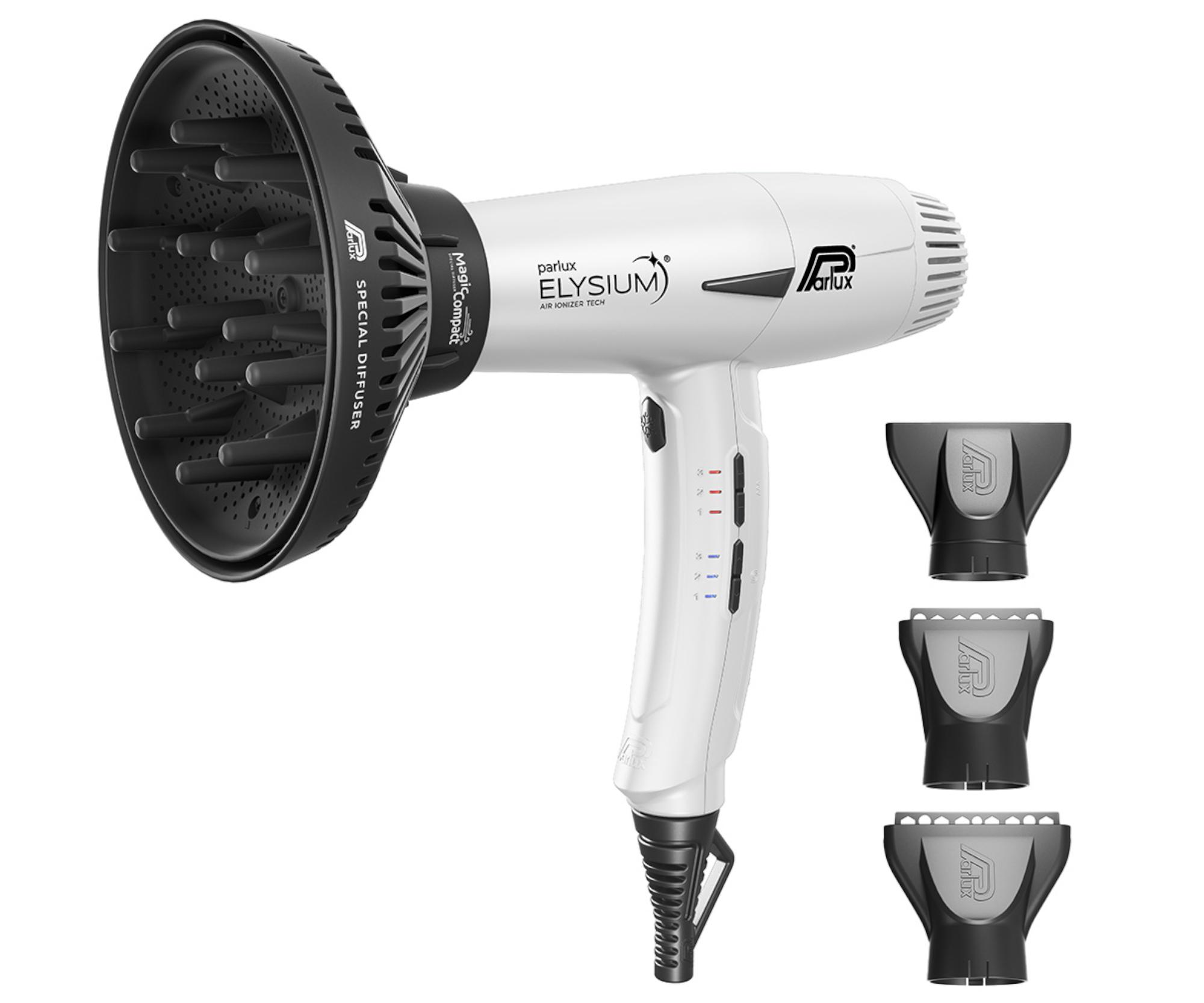 Profesionální fén na vlasy s difuzérem Parlux Elysium Matt White - 2300 W, matný bílý + dárek zdarma