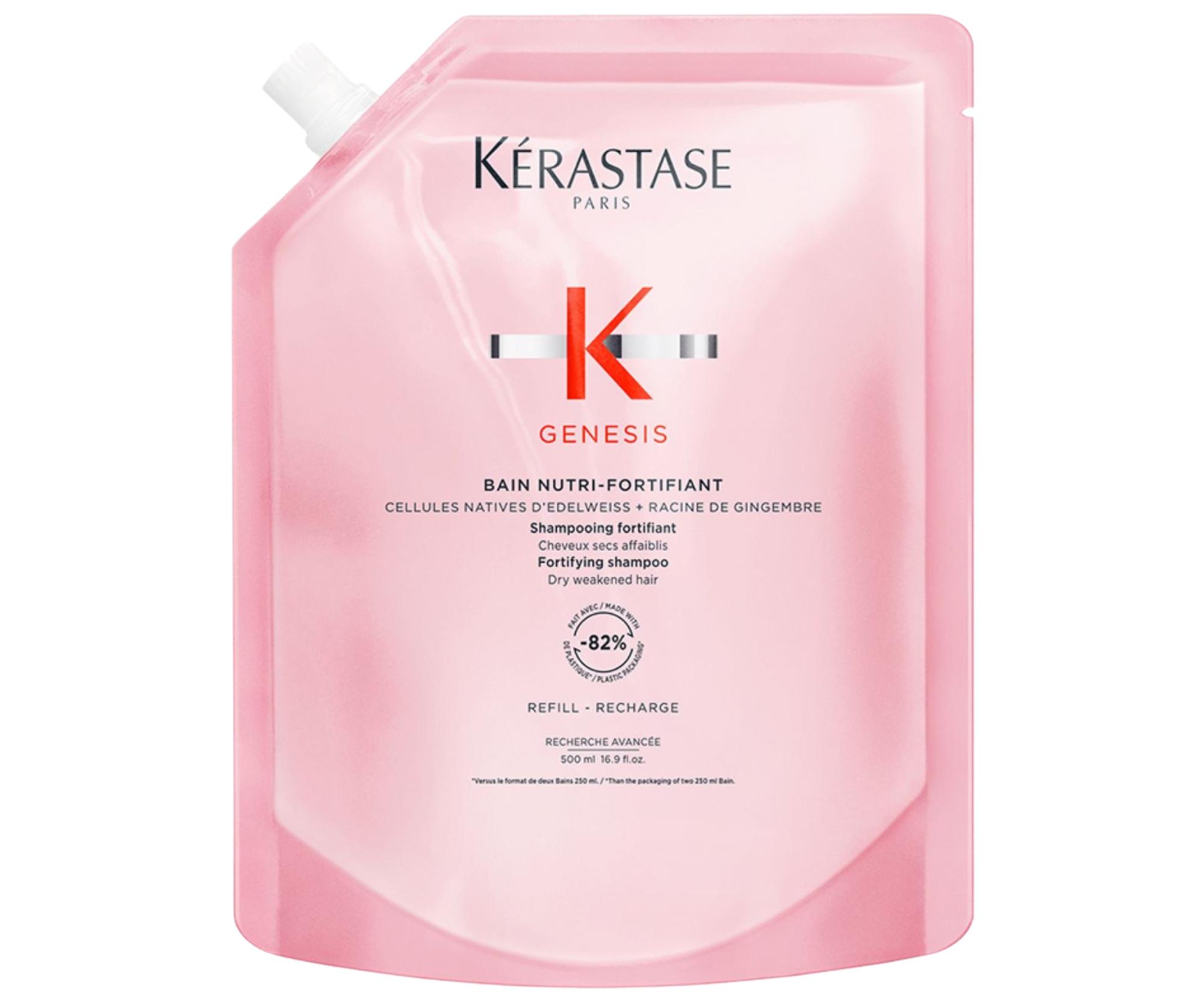 Vyživující šampon pro suché vlasy se sklonem k padání Kérastase Genesis Bain Nutri-Fortifiant - 500 ml, náhradní náplň + dárek zdarma