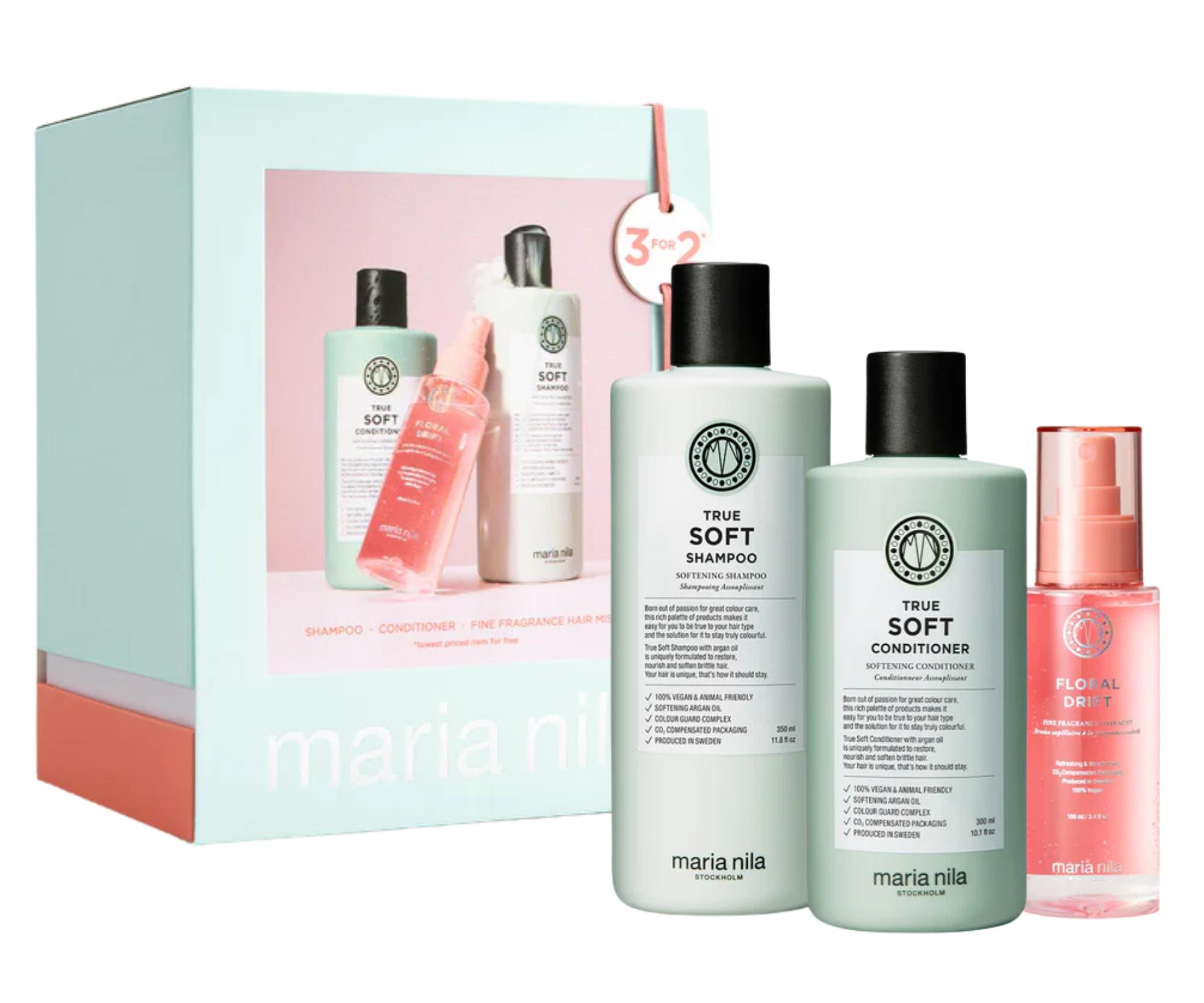 Dárková sada pro hydrataci suchých vlasů s arganovým olejem Maria Nila True Soft Holiday Box + dárek zdarma