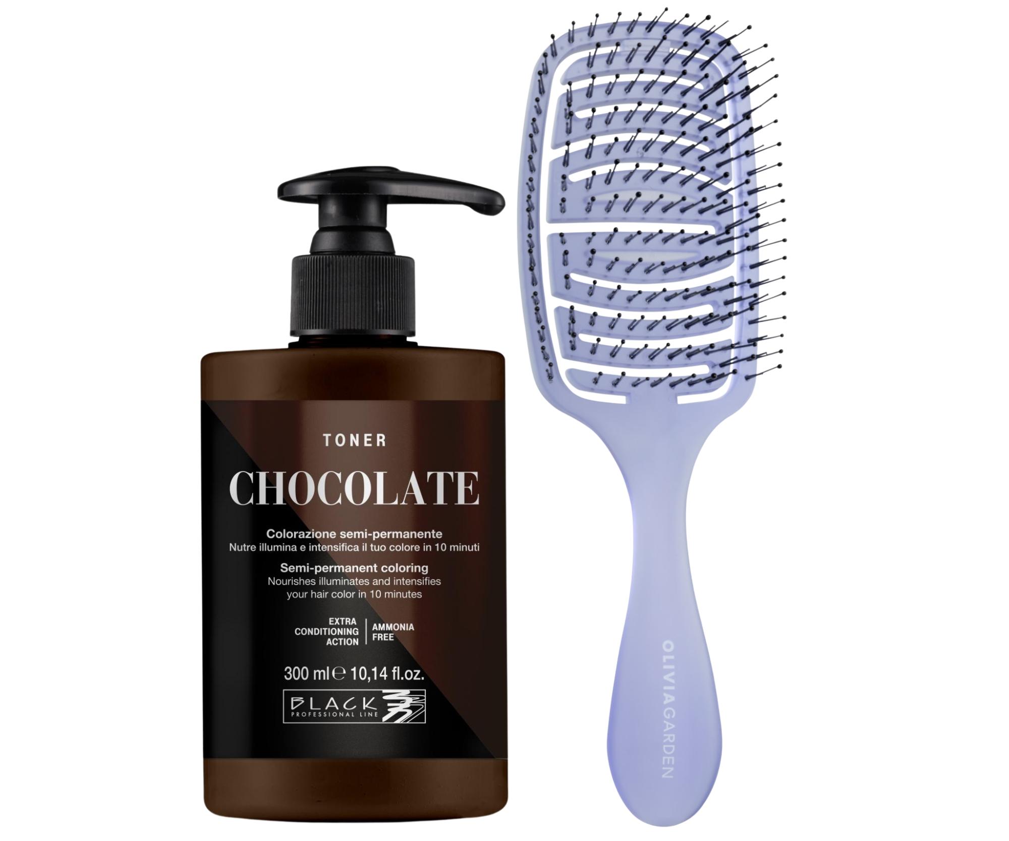 Barevný toner na vlasy Black Professional Crazy Toner - Chocolate (čokoládový) + kartáč zdarma + dárek zdarma