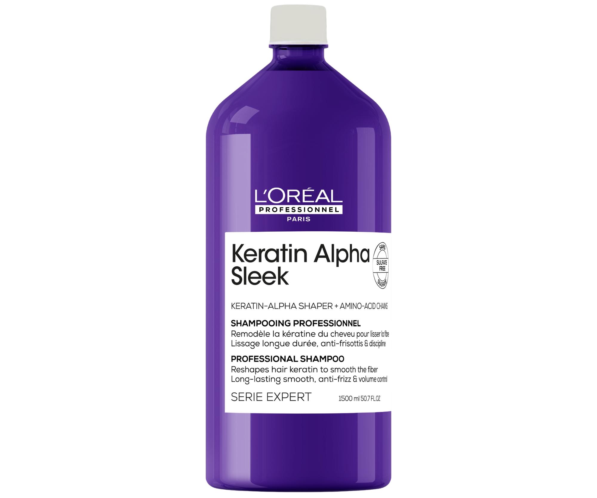 Šampon pro dlouhotrvající uhlazení krepatých vlasů Loréal Professionnel Serie Expert Keratin Alpha Sleek - 1500 ml - L’Oréal Professionnel + dárek zda