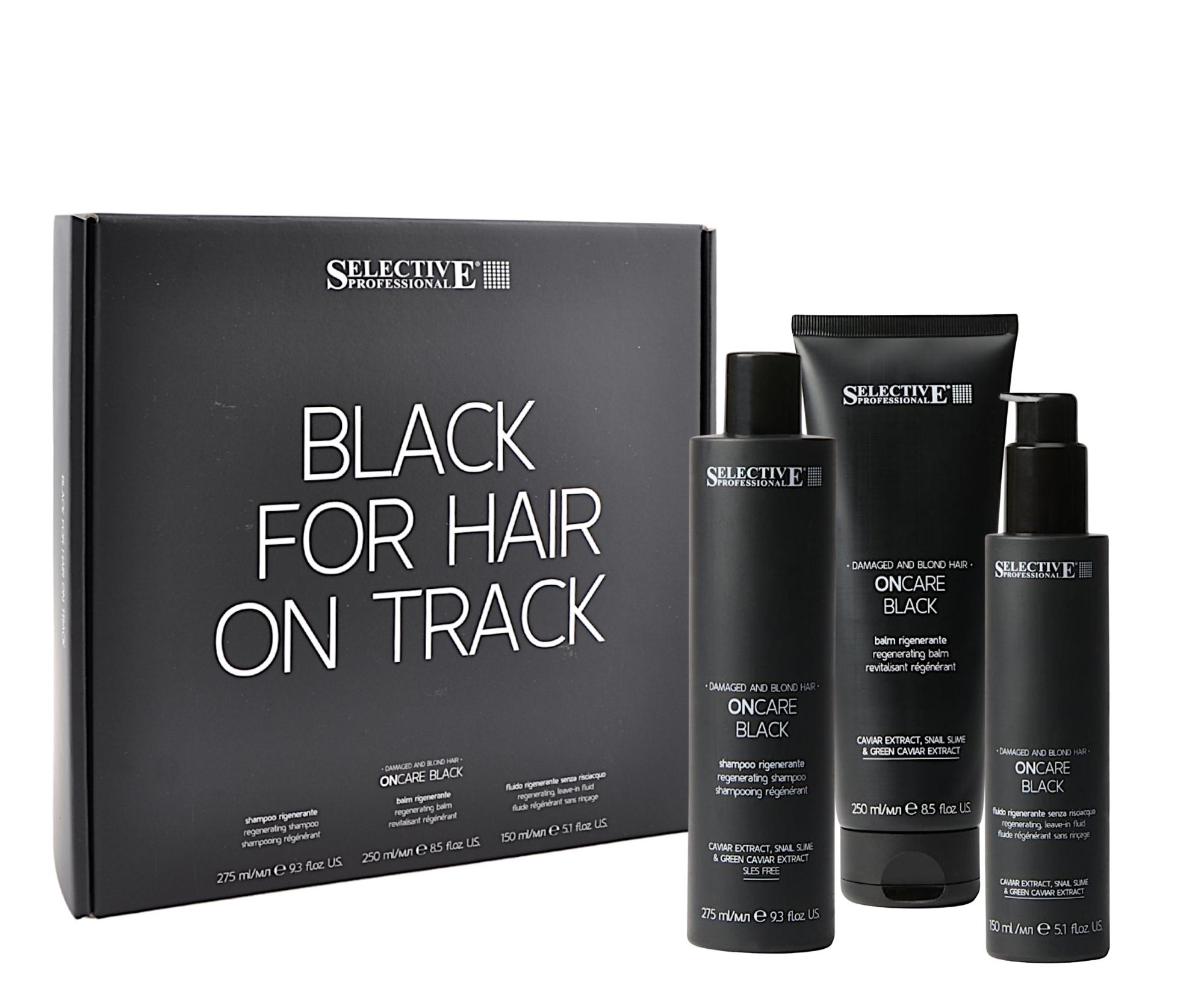 Dárková sada pro regeneraci poškozených vlasů Selective Professional OnCare Black Kit + dárek zdarma