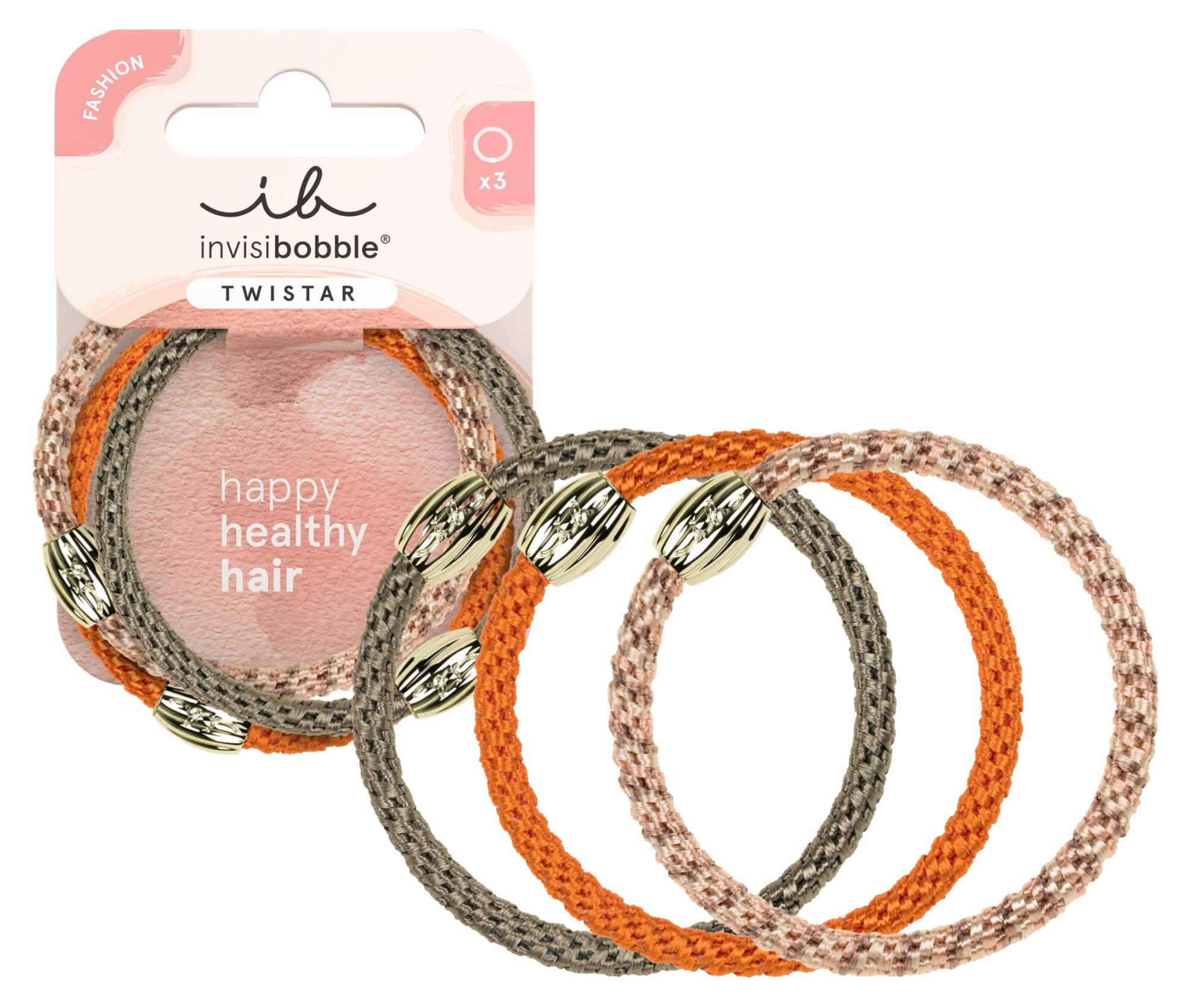 Sada ozdobných gumiček do vlasů Invisibobble Twistar Orange Affaire - 3 ks + dárek zdarma