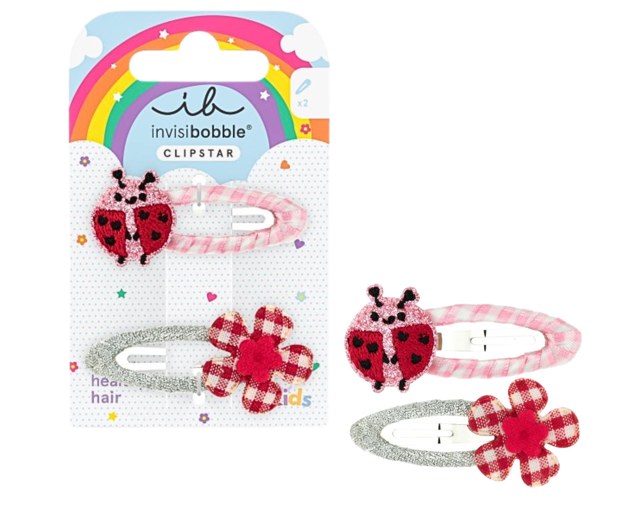 Dětské sponky do vlasů pukačky Invisibobble Clipstar Happy Ladybird - 2 ks + dárek zdarma